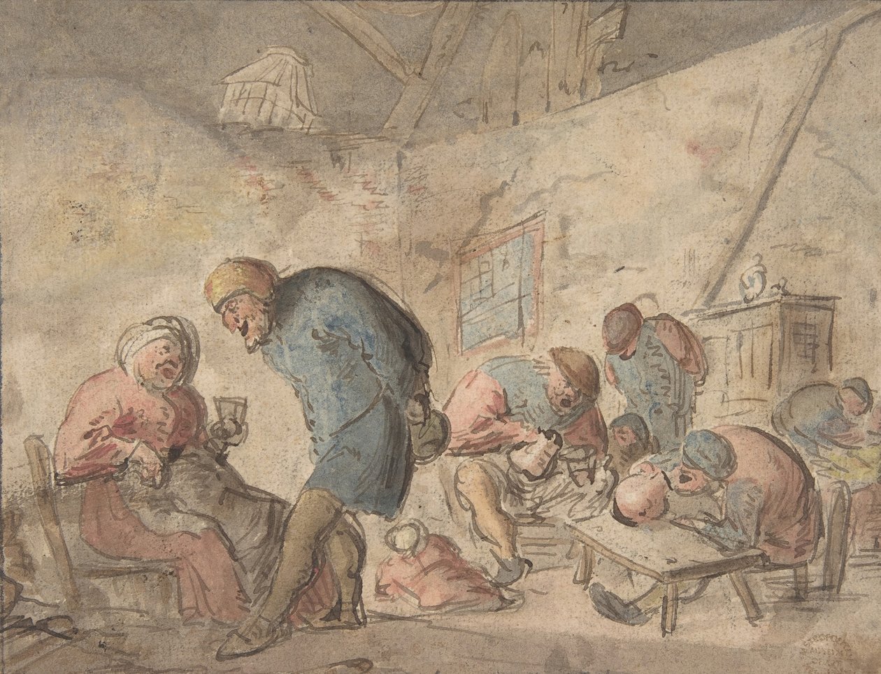 Parasztivás, verso: parasztok vázlatai, 1610-85. alkotó: Adriaen van Ostade.