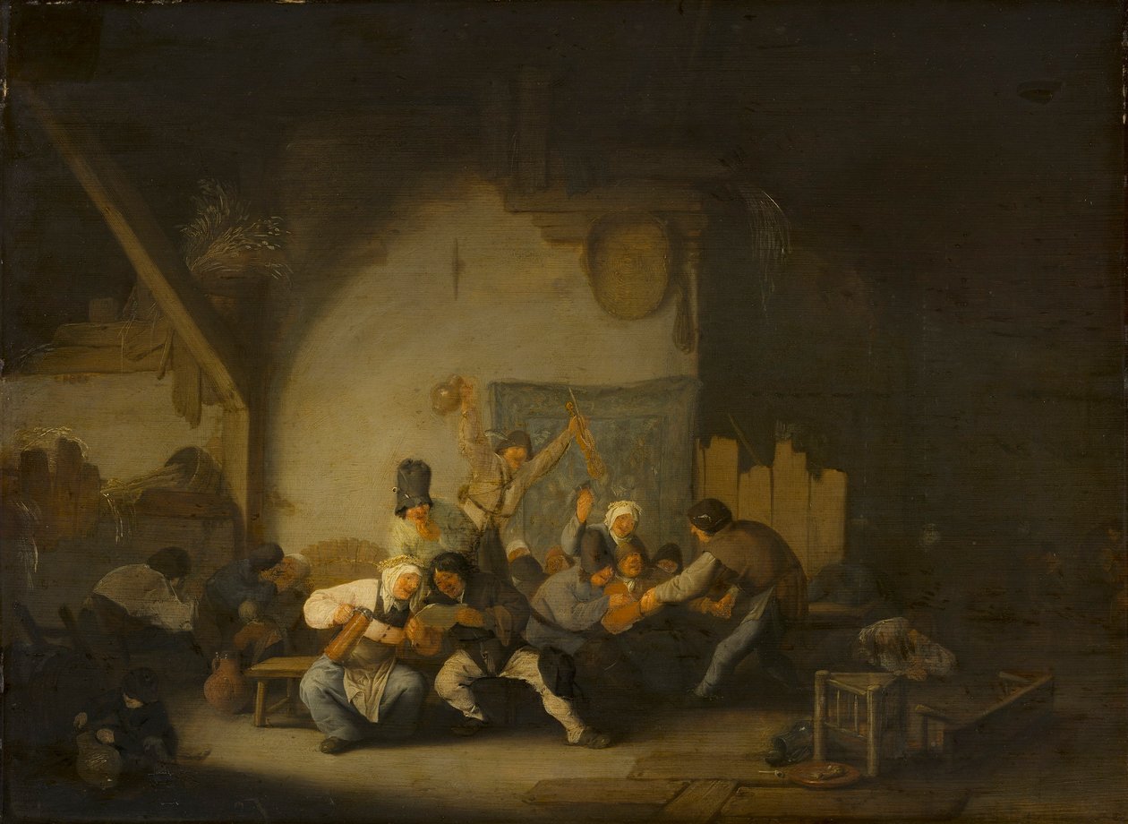 Vidám parasztok alkotó: Adriaen van Ostade