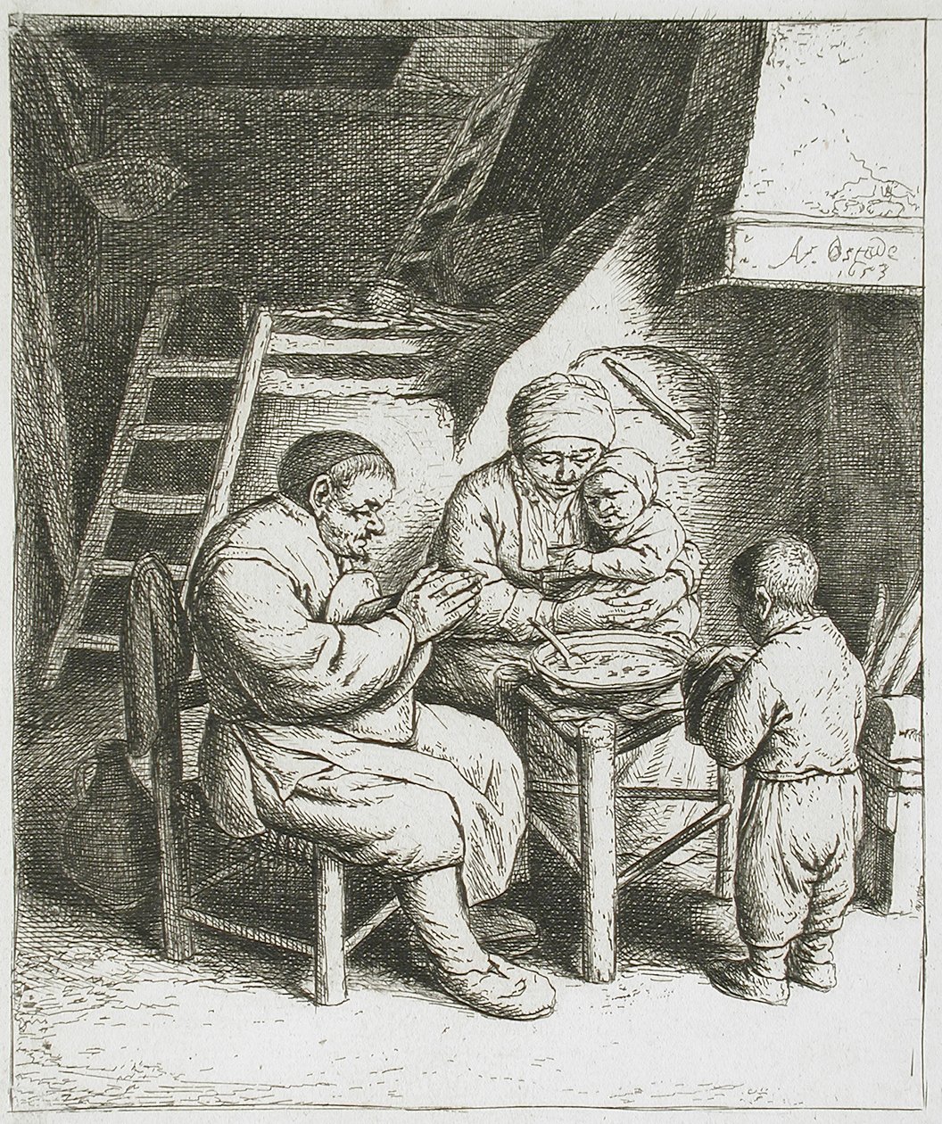Asztali ima alkotó: Adriaen van Ostade