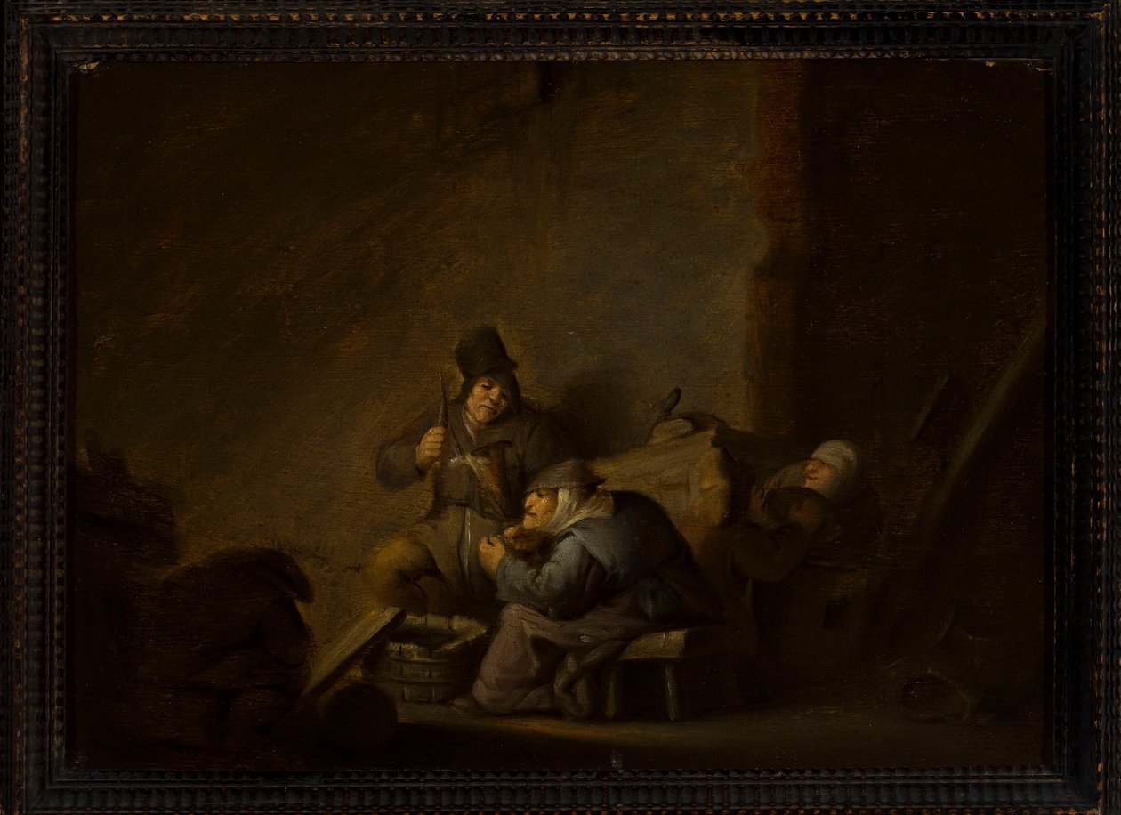Életkép belső térben alkotó: Adriaen van Ostade