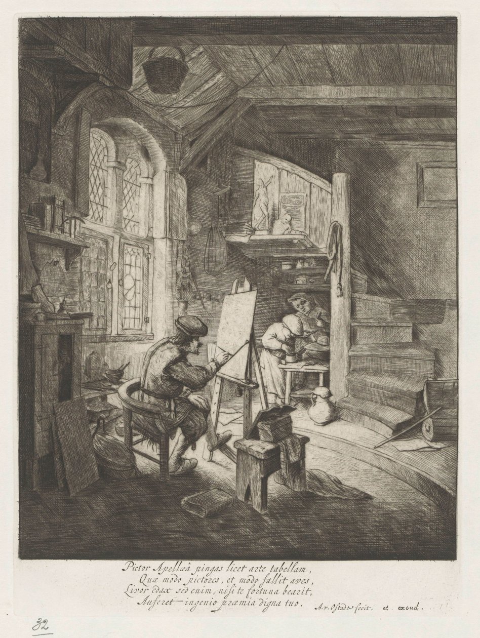 Festő a műtermében alkotó: Adriaen van Ostade