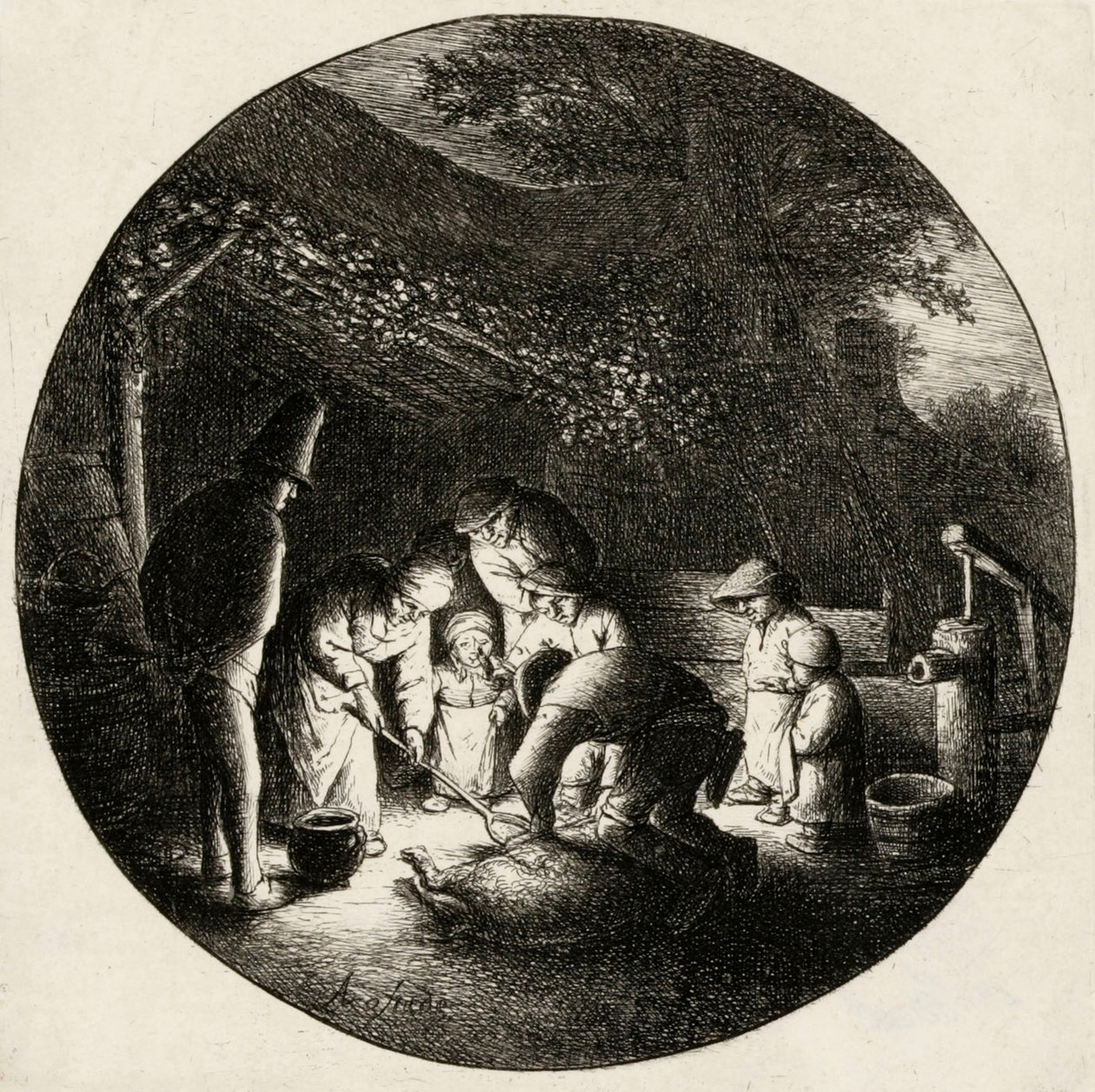 Egy sertés levágása alkotó: Adriaen van Ostade