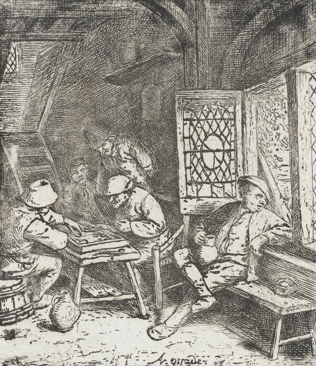 A backgammon-játékosok alkotó: Adriaen van Ostade