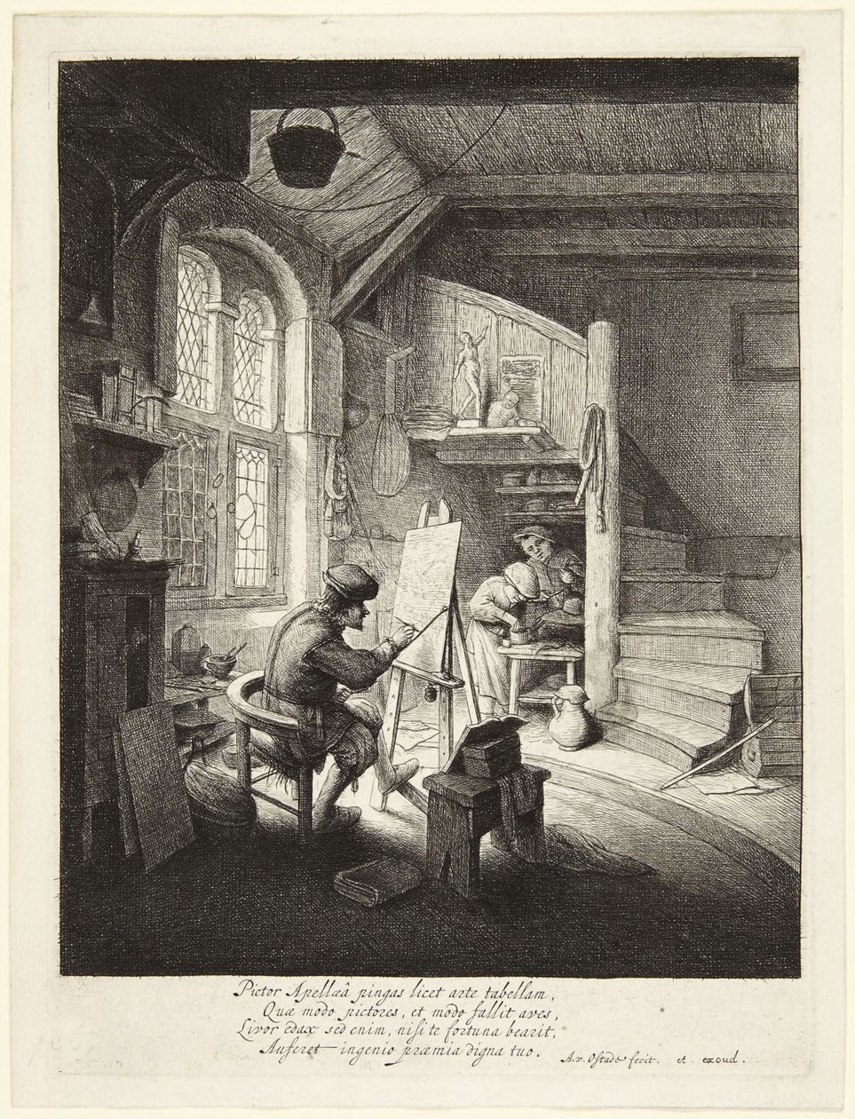 A festő a műtermében alkotó: Adriaen van Ostade