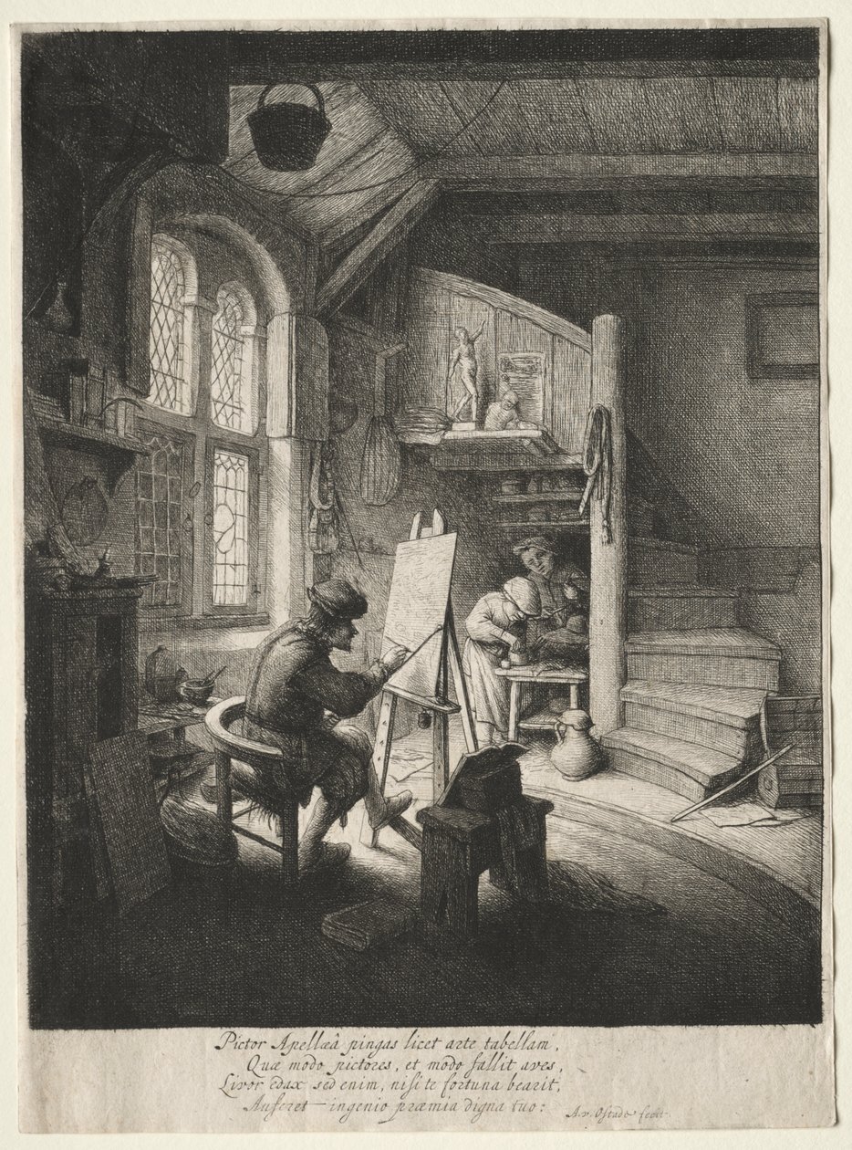 A festőstúdió alkotó: Adriaen van Ostade