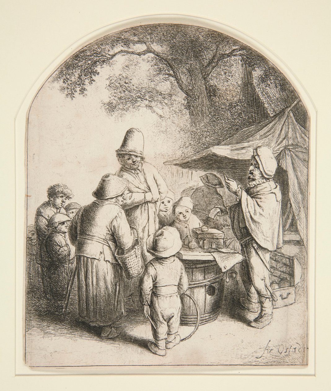 A Quacksalver alkotó: Adriaen van Ostade
