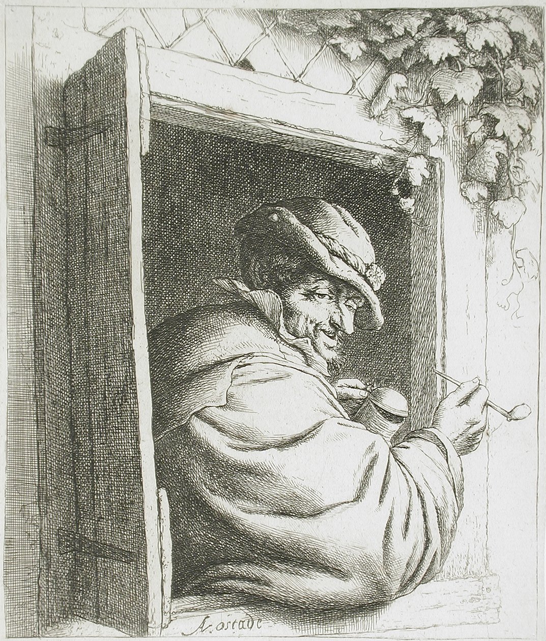 A dohányzó az ablaknál alkotó: Adriaen van Ostade