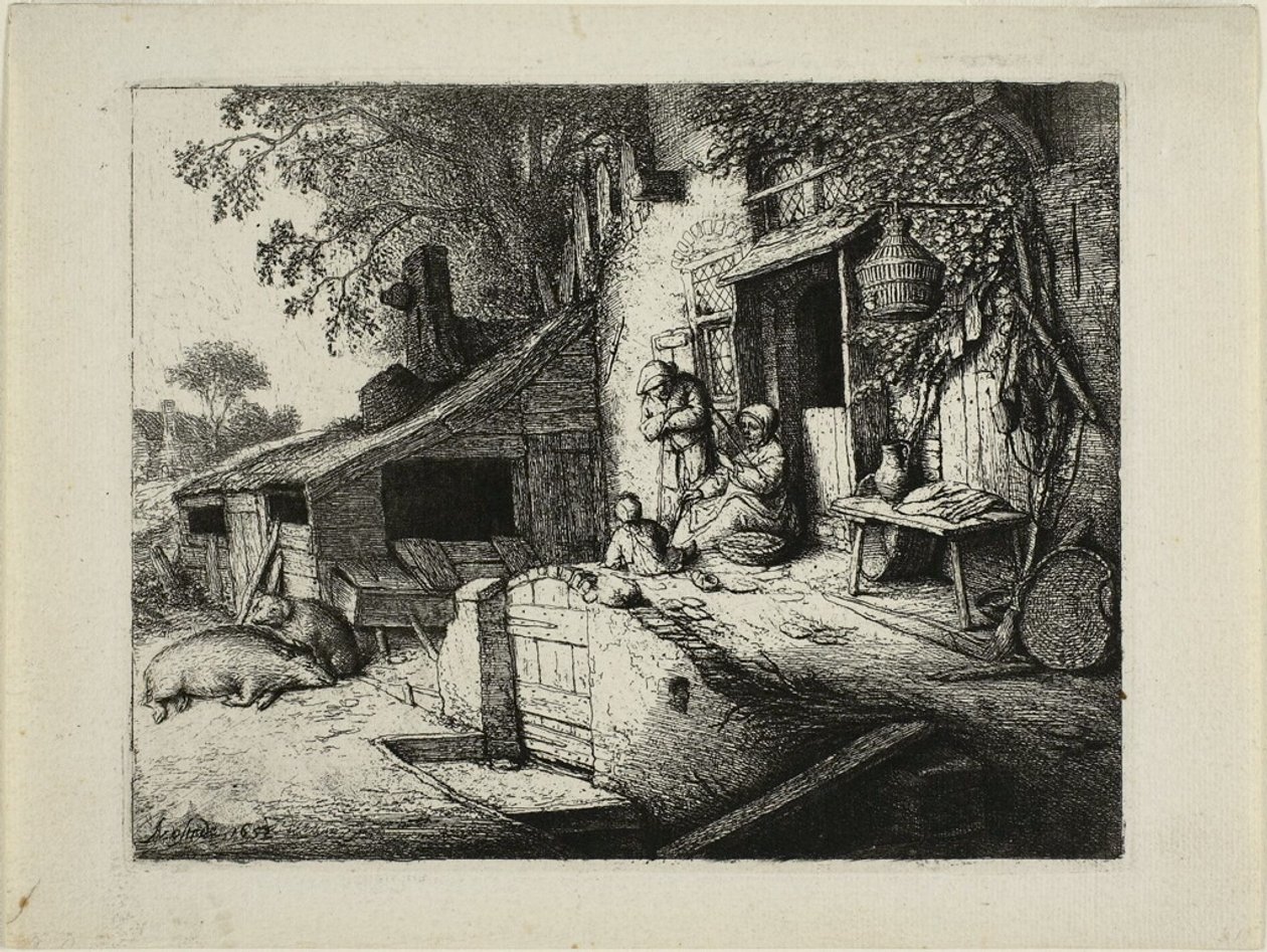 A pörgő nő alkotó: Adriaen van Ostade