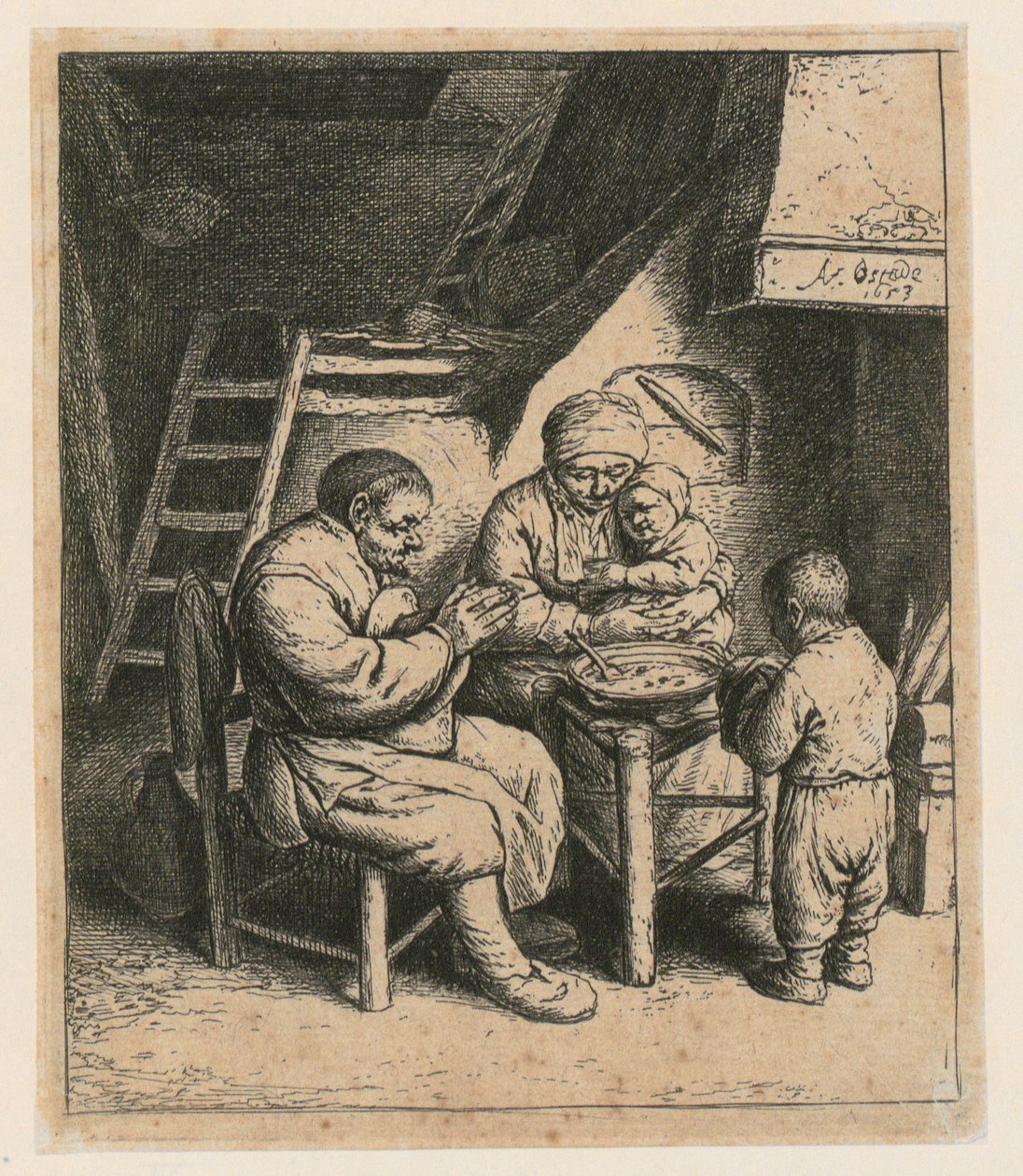 Asztali ima alkotó: Adriaen van Ostade