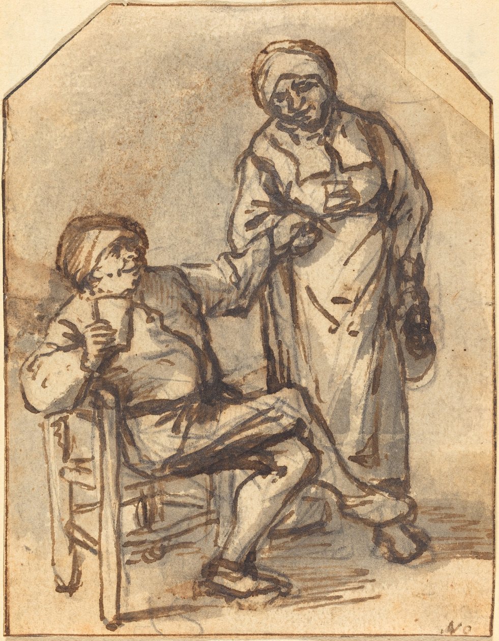Két paraszt iszik alkotó: Adriaen van Ostade