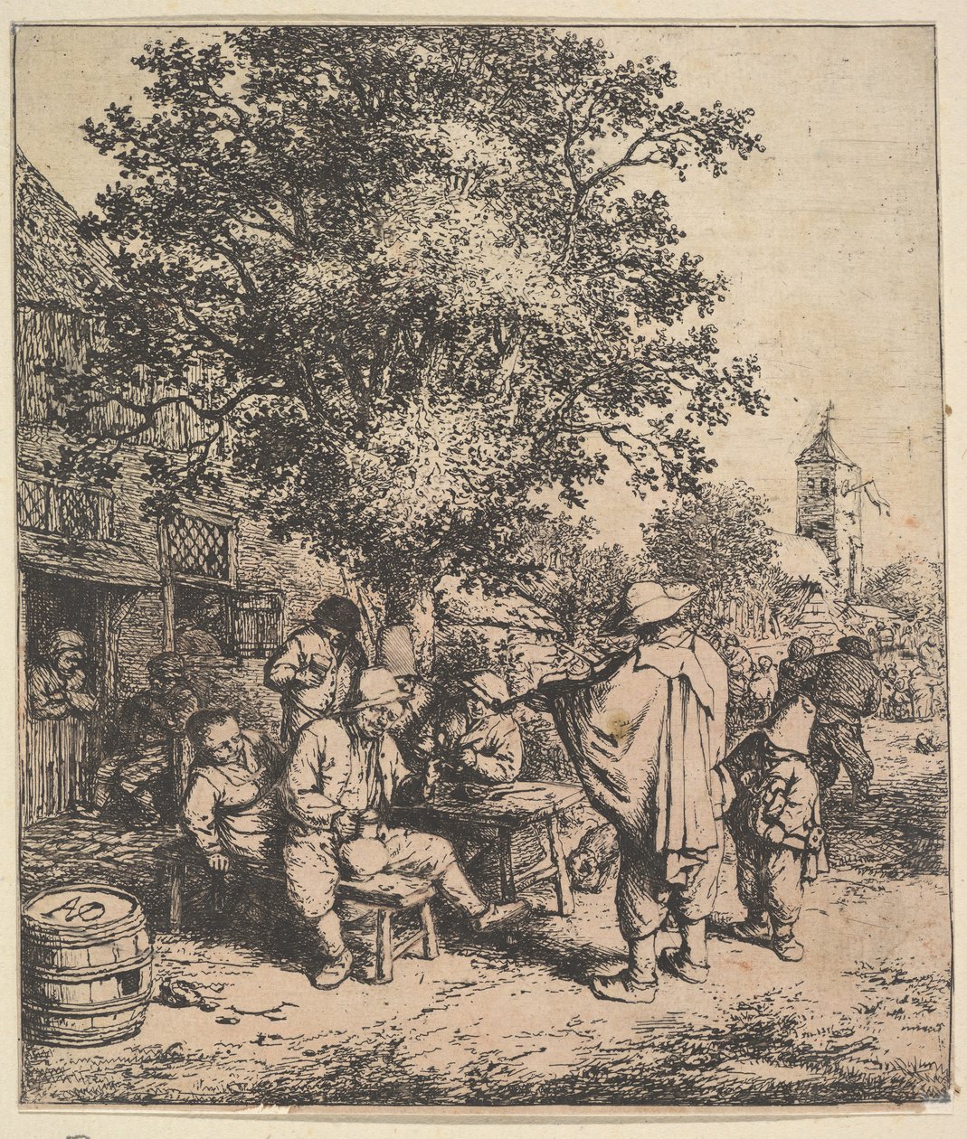 Hegedűművész és kis orgonacsiszoló, 1610-85. alkotó: Adriaen van Ostade