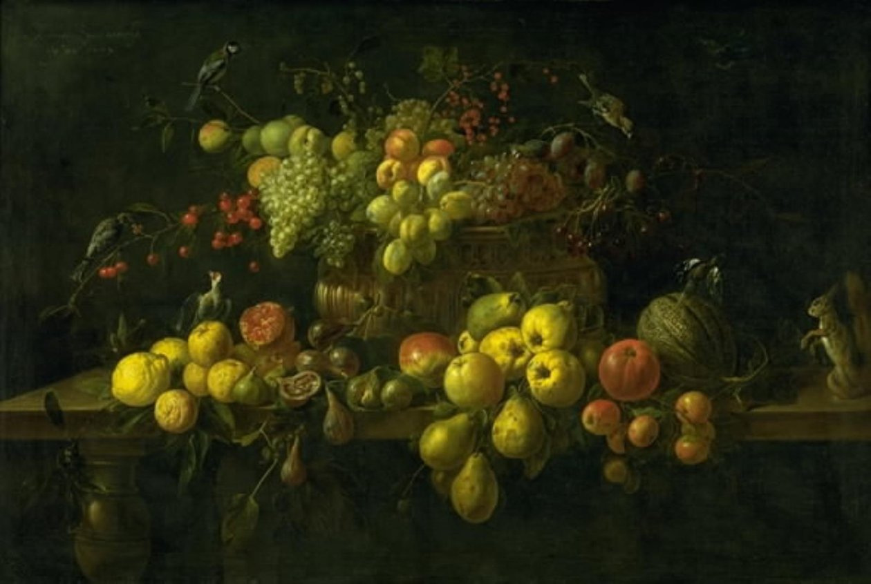 Csendélet gyümölccsel az asztalon alkotó: Adriaen van Utrecht