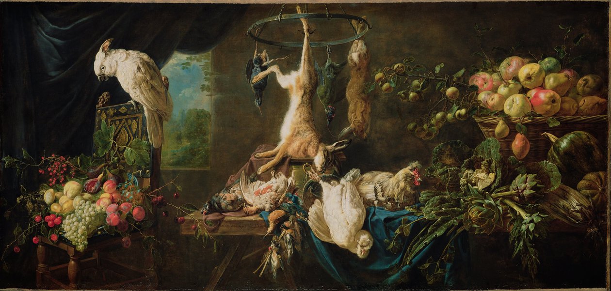 Csendélet vadakkal, zöldségekkel, gyümölccsel és kakaduval, 1650 alkotó: Adriaen van Utrecht