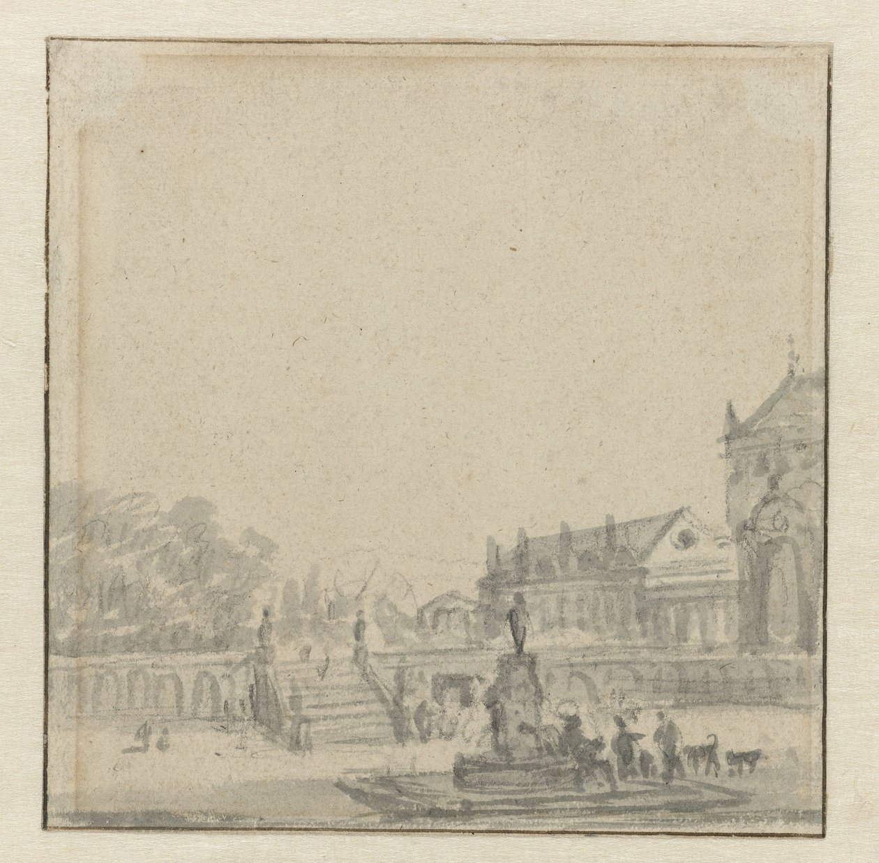 A palota előtere szökőkúttal alkotó: Adriaen van de Velde (possibly)