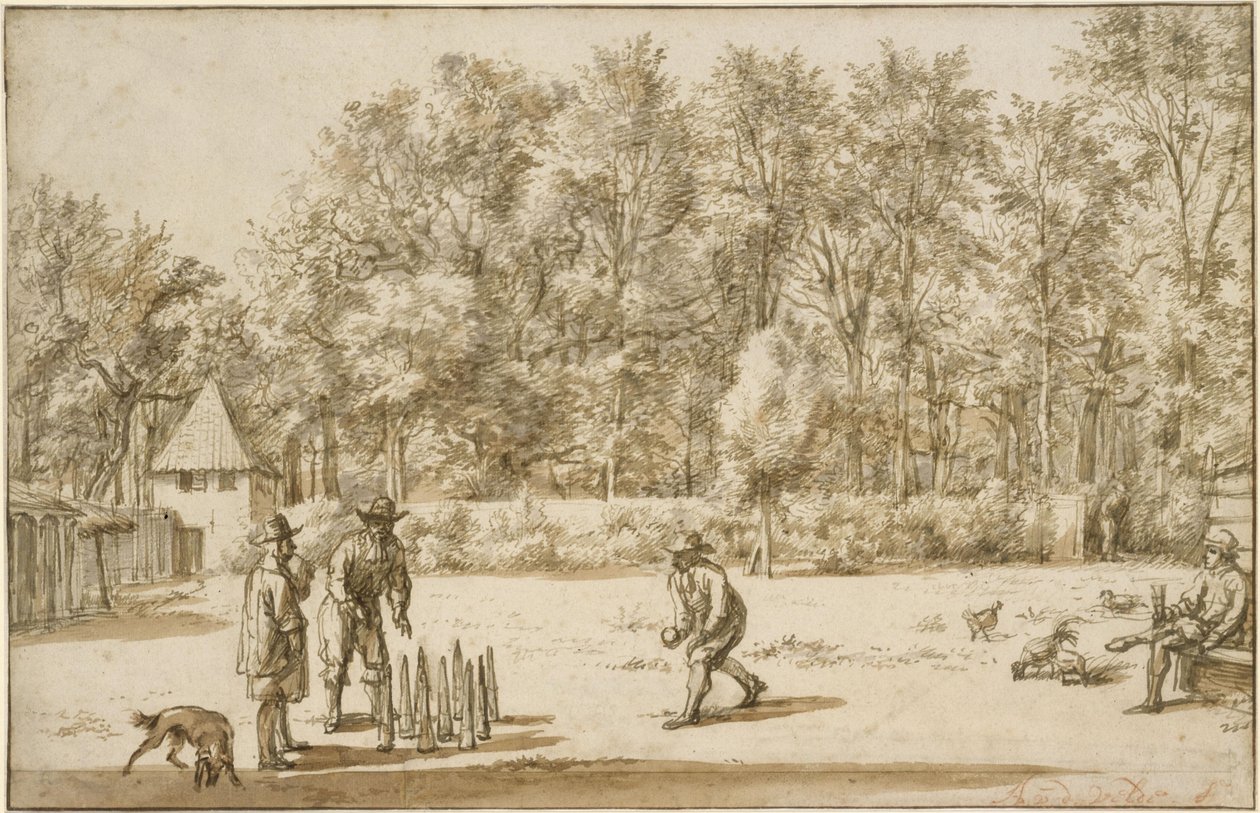 Tekéző három férfi alkotó: Adriaen van de Velde