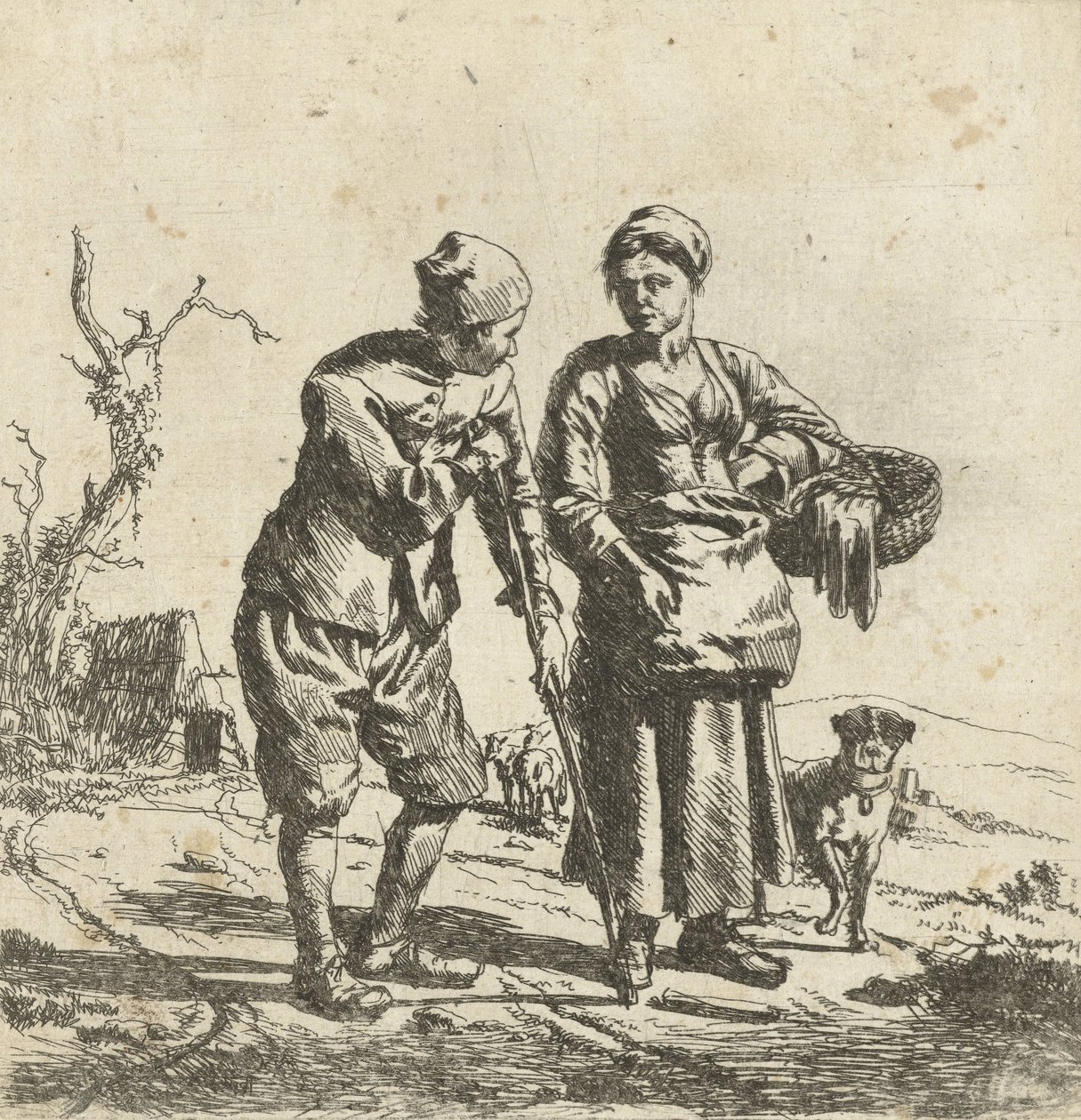 Farmer és felesége beszélgetésben alkotó: Adriaen van de Velde