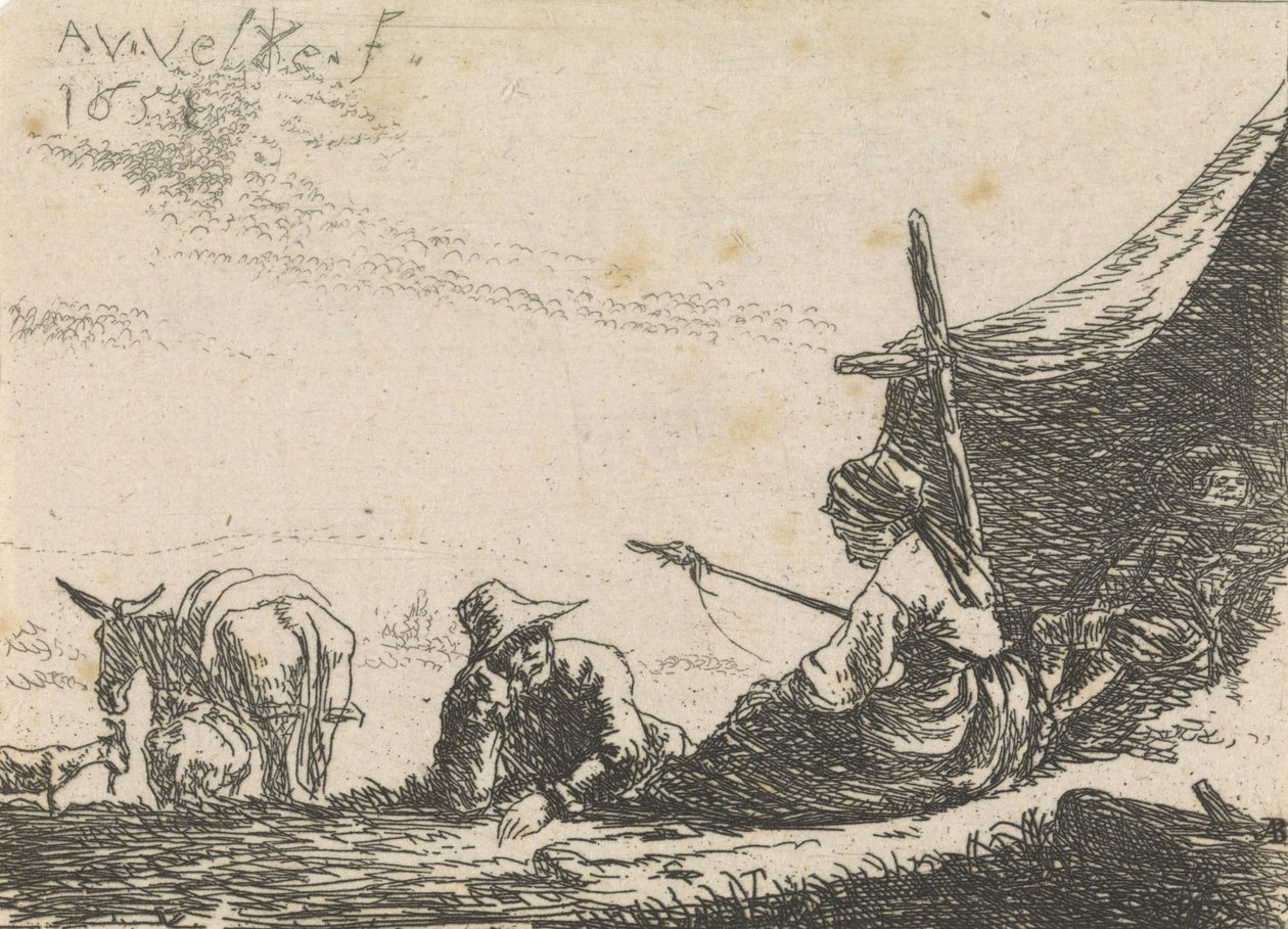 Figurák egy sátor mellett, 1653 alkotó: Adriaen van de Velde