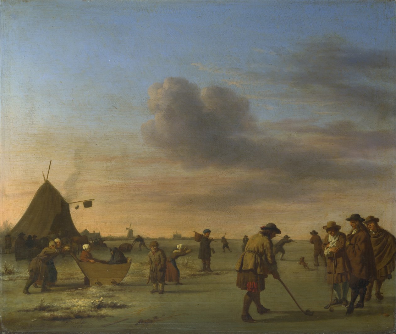 Golfozók a jégen Haarlem közelében alkotó: Adriaen van de Velde