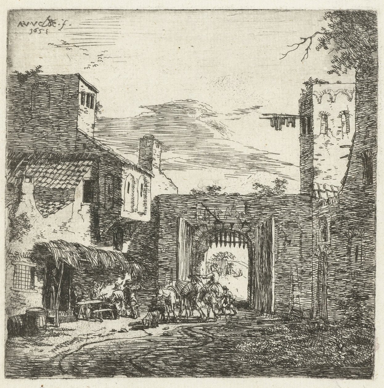 Fogadó a városkapunál, 1653 alkotó: Adriaen van de Velde