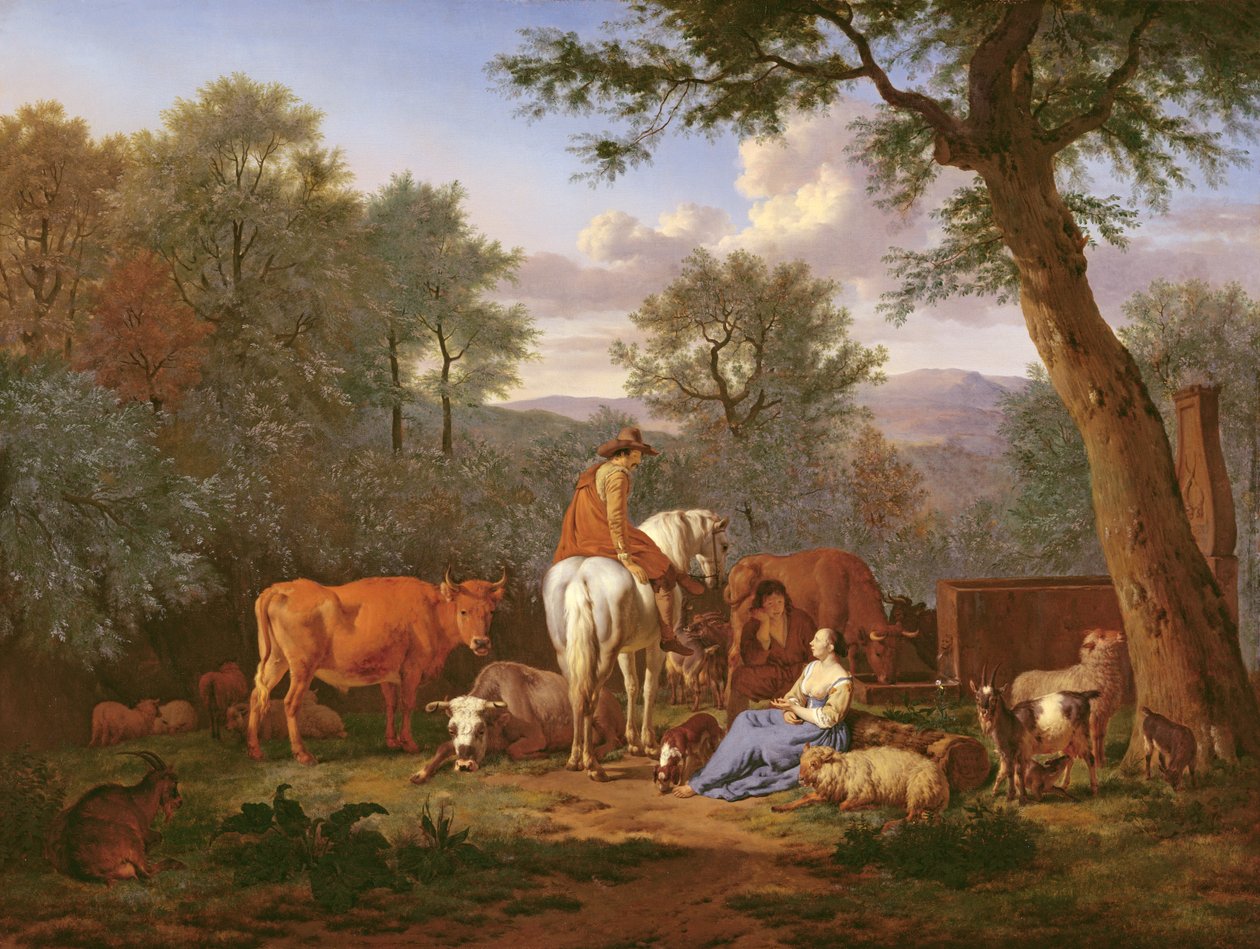 Táj szarvasmarhákkal és alakokkal, 1664 alkotó: Adriaen van de Velde