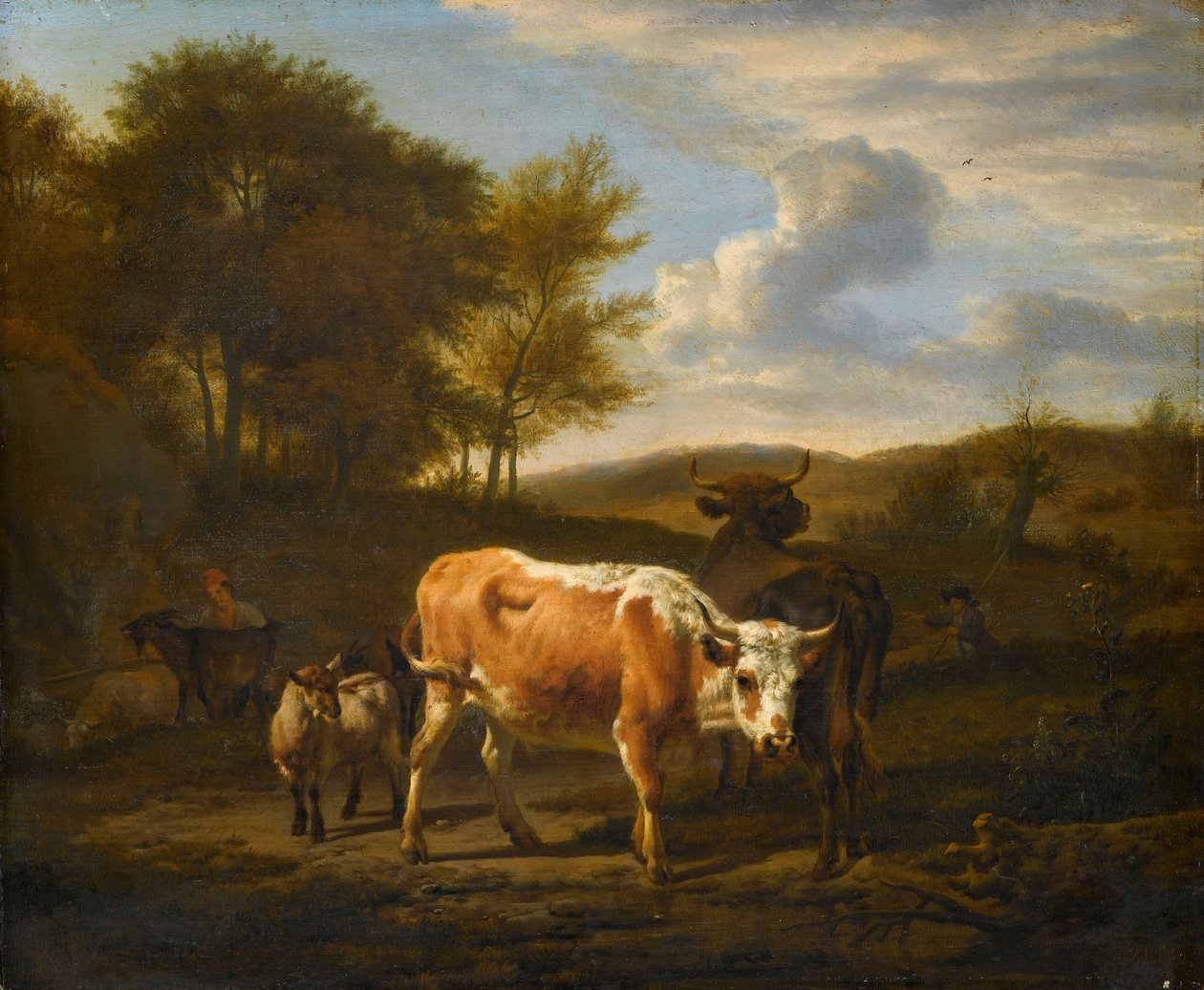 Hegyvidéki táj tehenekkel alkotó: Adriaen van de Velde