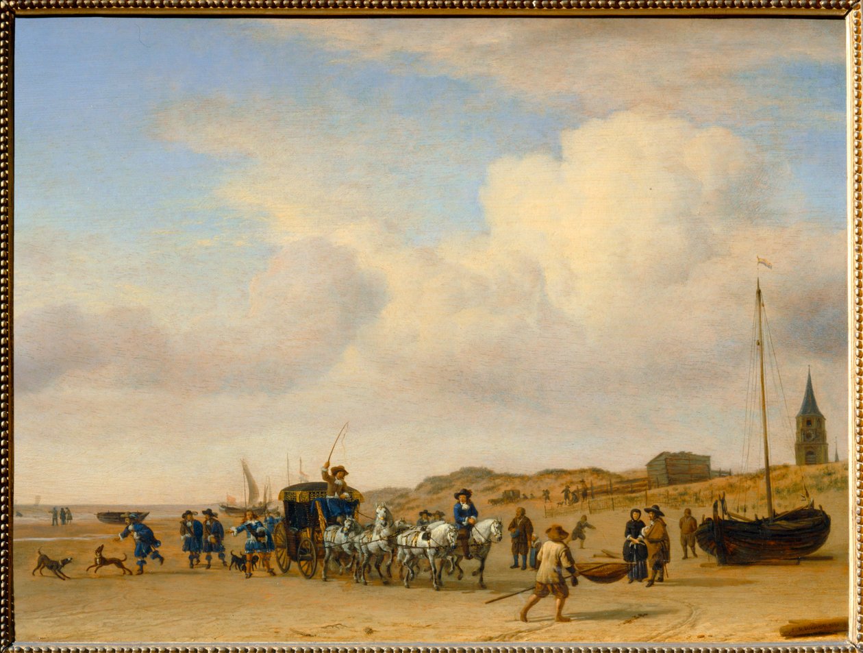 A Noble legénysége a scheveningeni tengerparton sétál. 1660 ... alkotó: Adriaen van de Velde