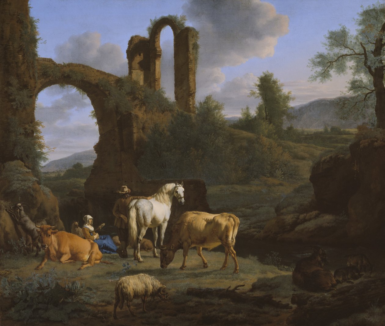 Pásztori táj romokkal, 1664 alkotó: Adriaen van de Velde