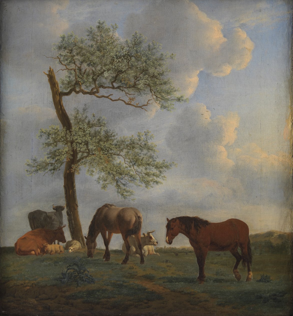Legelő lovakkal és szarvasmarhákkal alkotó: Adriaen van de Velde