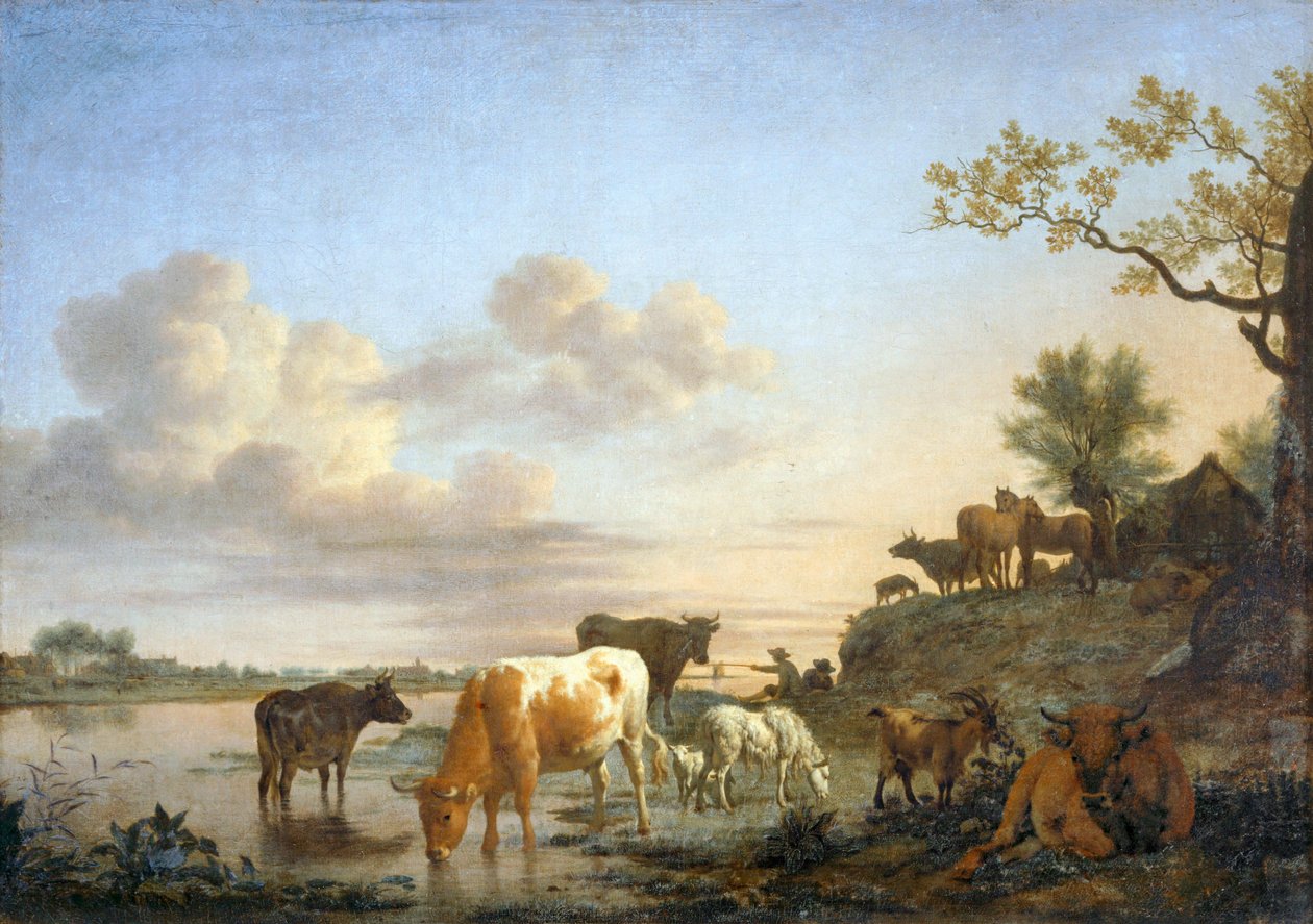 Tájkép: állatok a folyónál ... alkotó: Adriaen van de Velde