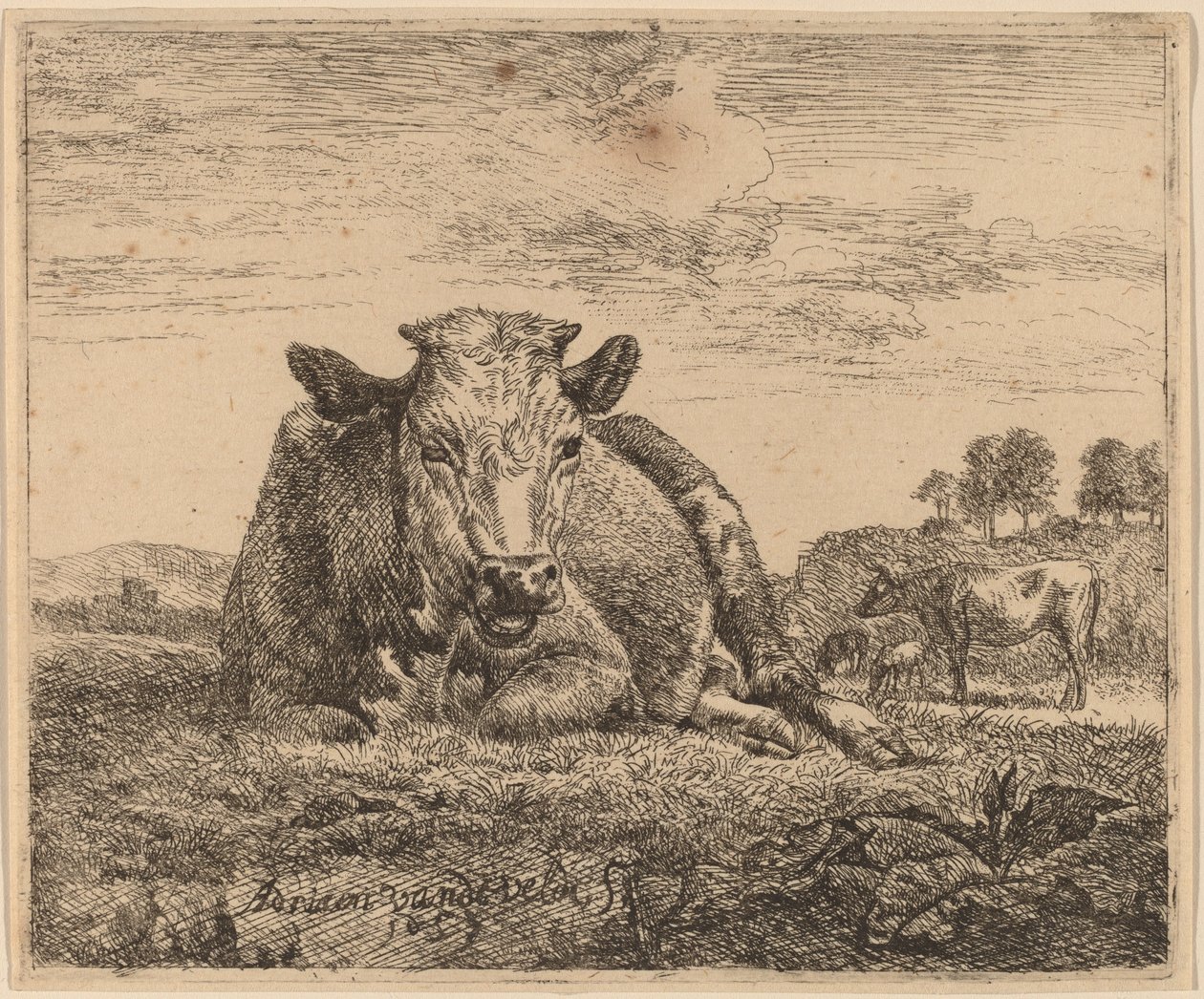 Fekvő tehén alkotó: Adriaen van de Velde