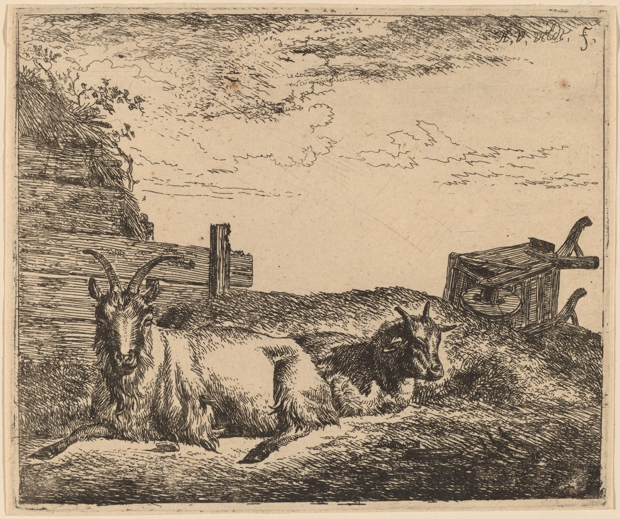 Fekvő kecskék alkotó: Adriaen van de Velde