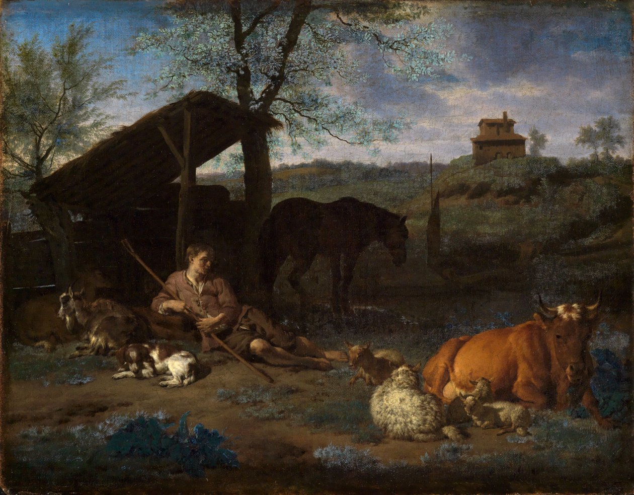 Pihenő pásztor a nyáj mellett alkotó: Adriaen van de Velde