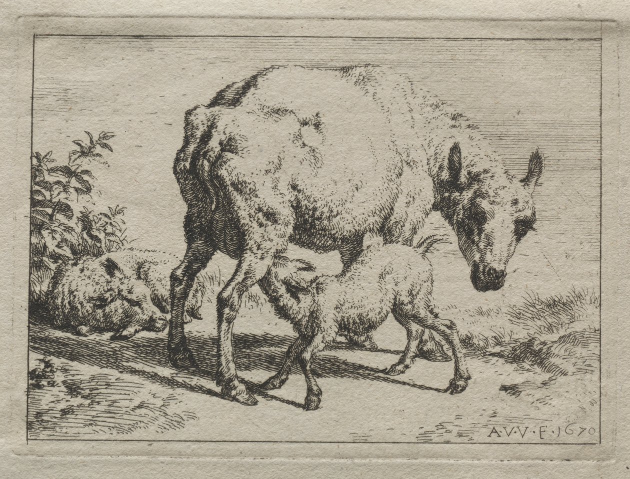 Az anyajuh és két bárány alkotó: Adriaen van de Velde