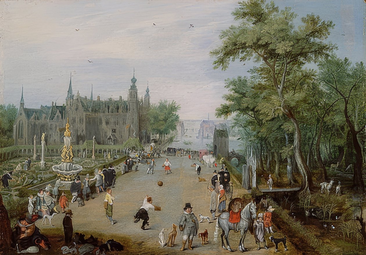 Jeu de Paume játék egy palota előtt. 1614 körül alkotó: Adriaen van de Venne