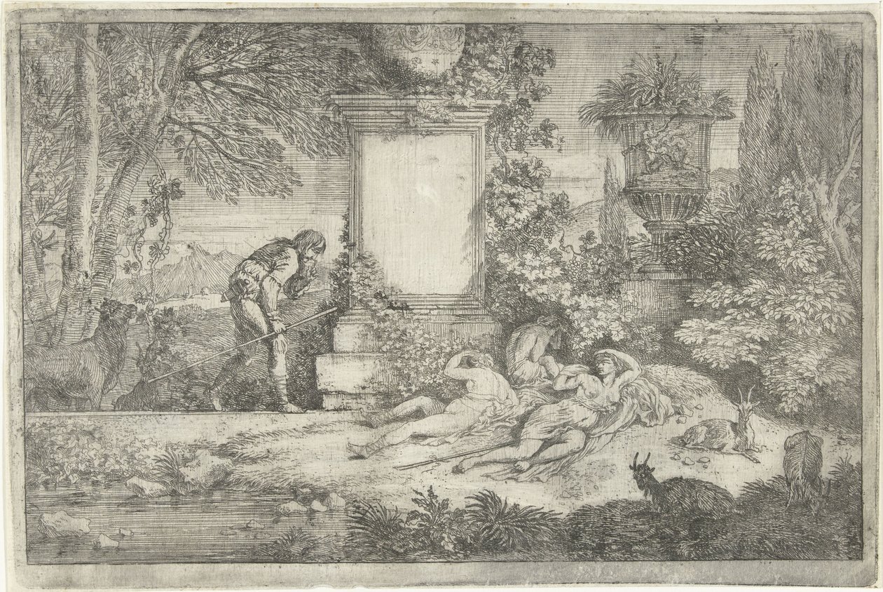 Alvó pásztorlányok Tájképek, 1. sorozat (sorozat címe) alkotó: Adriaen van der Kabel