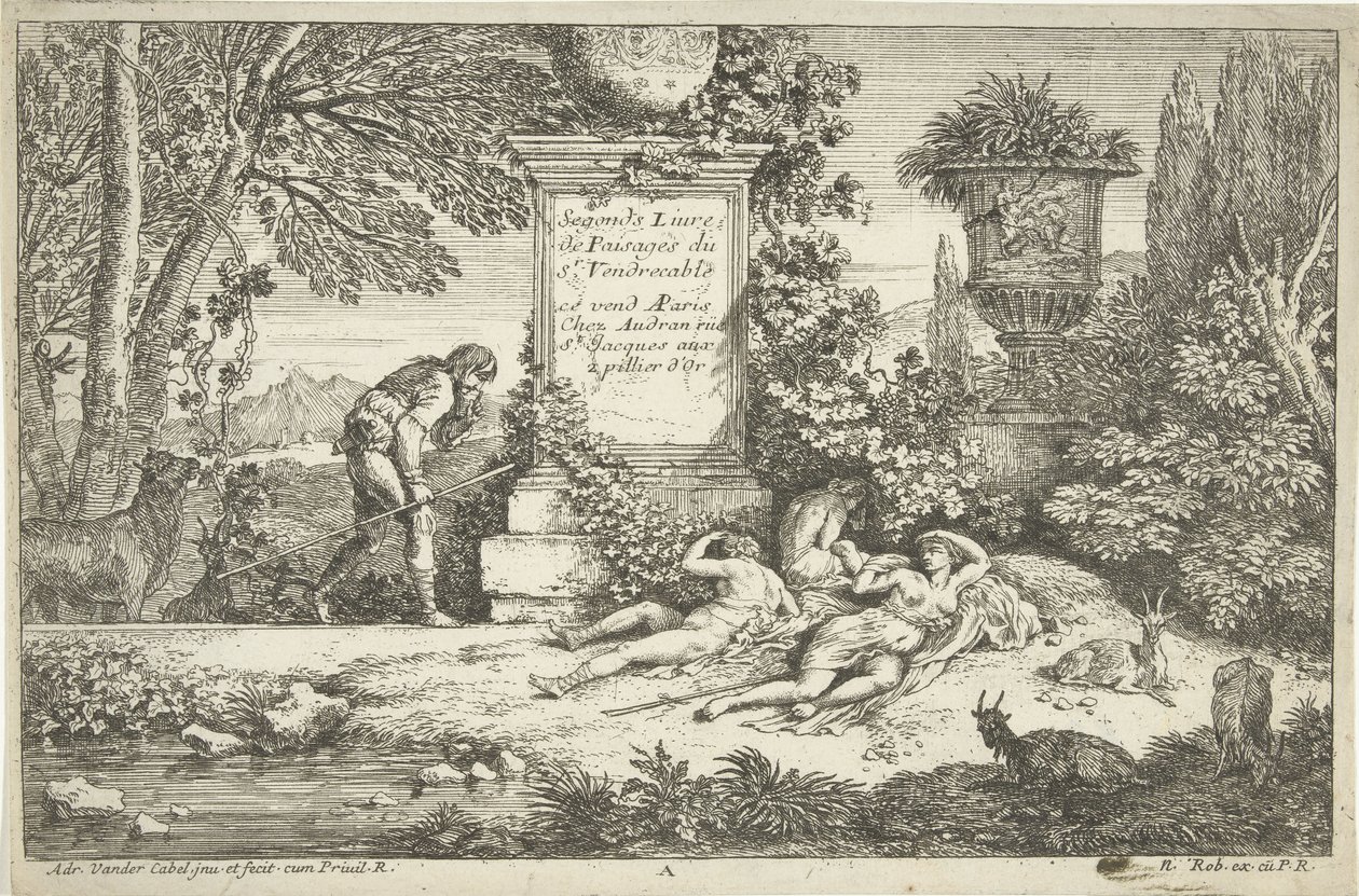 Alvó pásztorlányok Tájképek, 1. sorozat (sorozat címe) alkotó: Adriaen van der Kabel