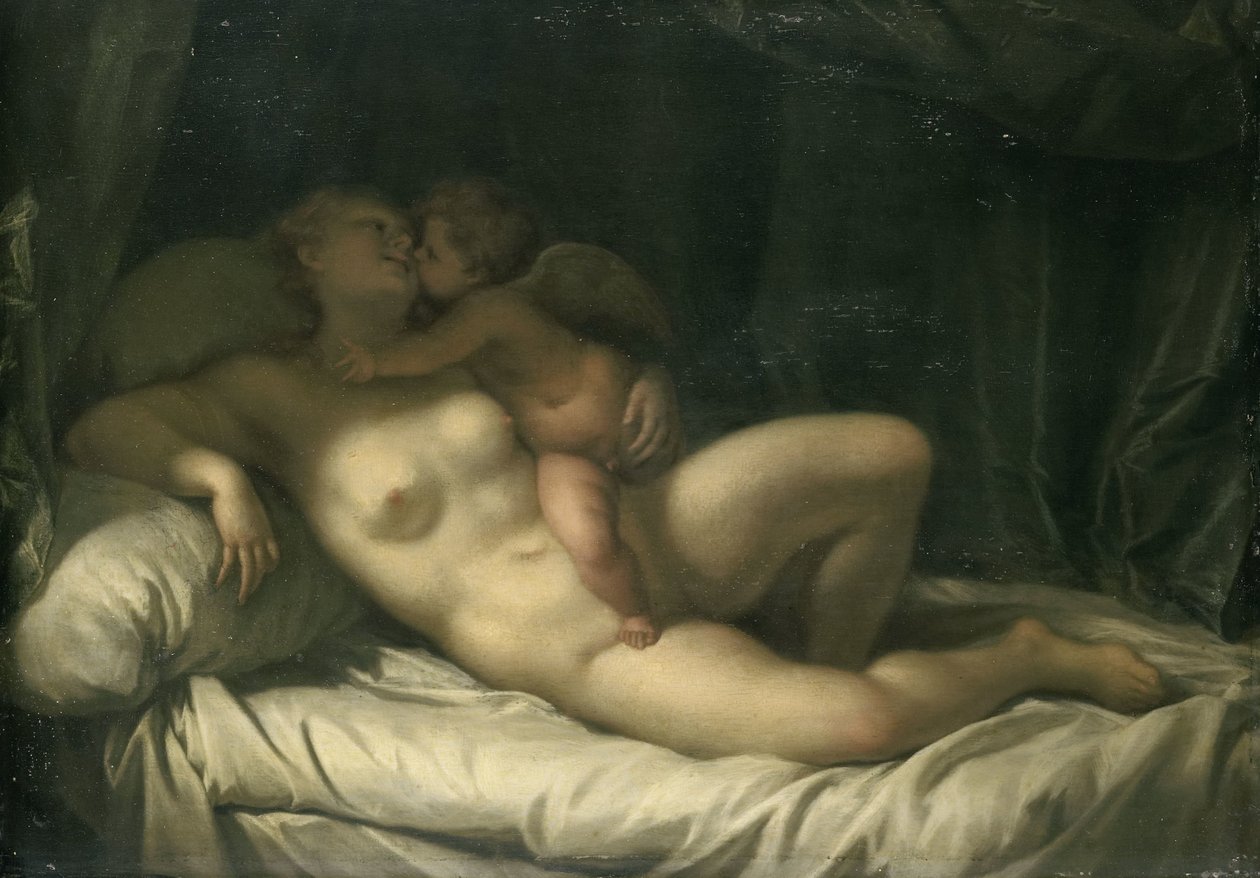 Amor Kissing Venus alkotó: Adriaen van der Werff (manner of)