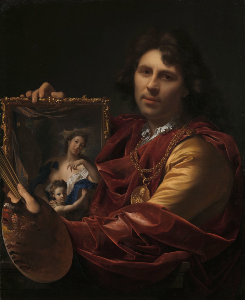 Önarckép felesége, Margaretha van Rees és lányuk, Maria portréjával Önarckép felesége, Margaretha van Rees és lányuk, Maria portréjával alkotó: Adriaen van der Werff