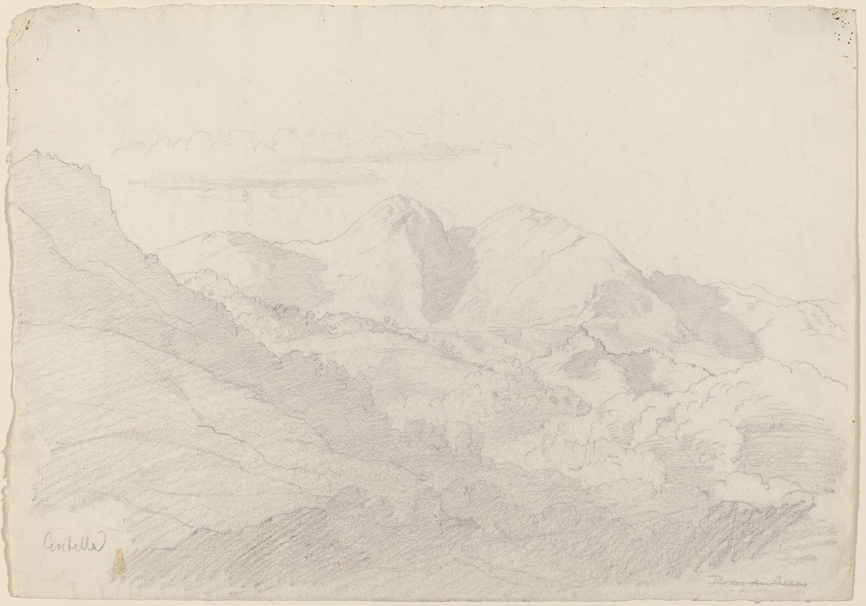 A Sabine Hills és a Rocca Santo Stefano a Civitellából nézve alkotó: Adrian Ludwig Richter