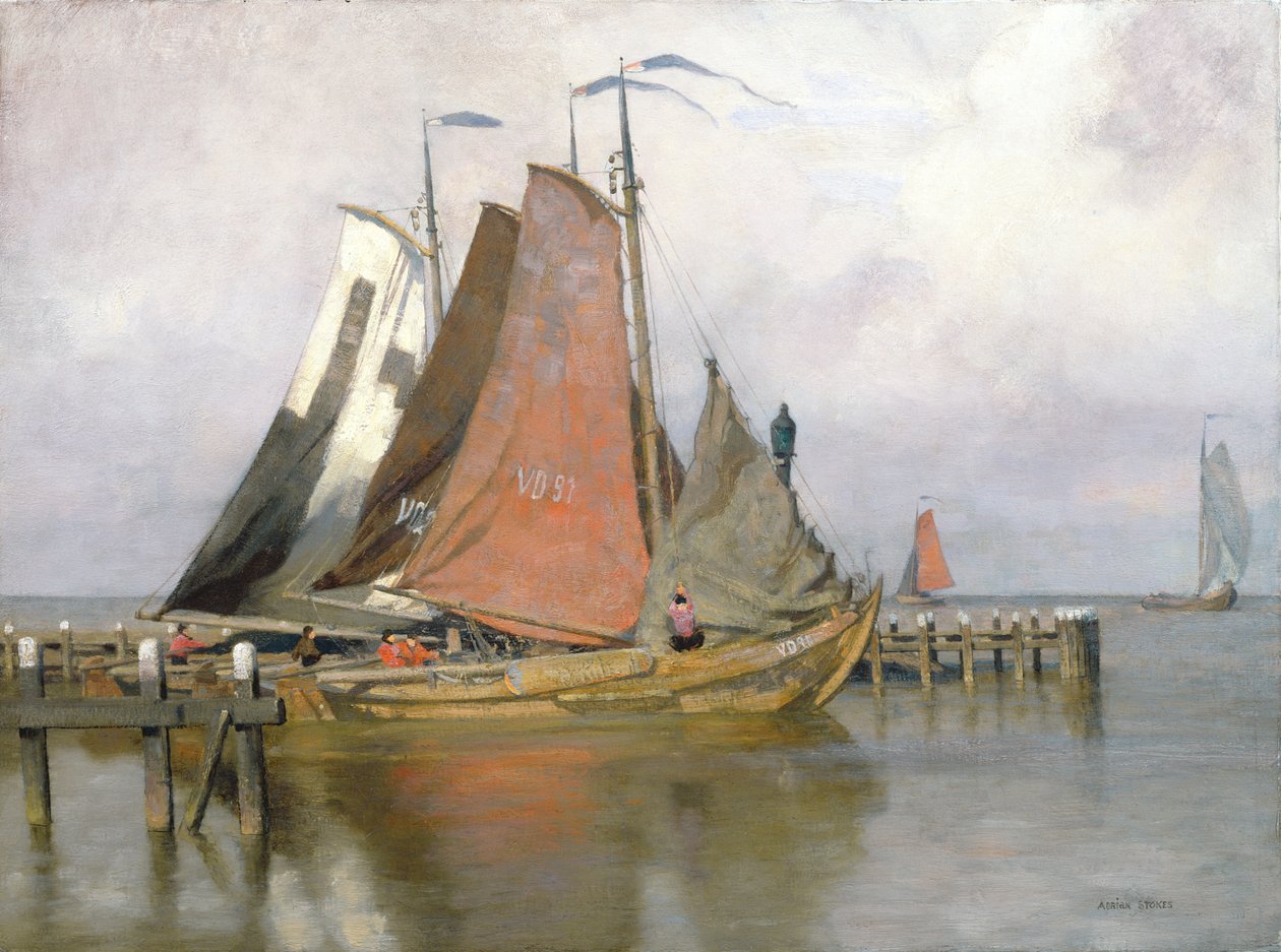 Halászhajók elhagyják Zuyderzee kikötőjét, 1899 alkotó: Adrian Scott Stokes