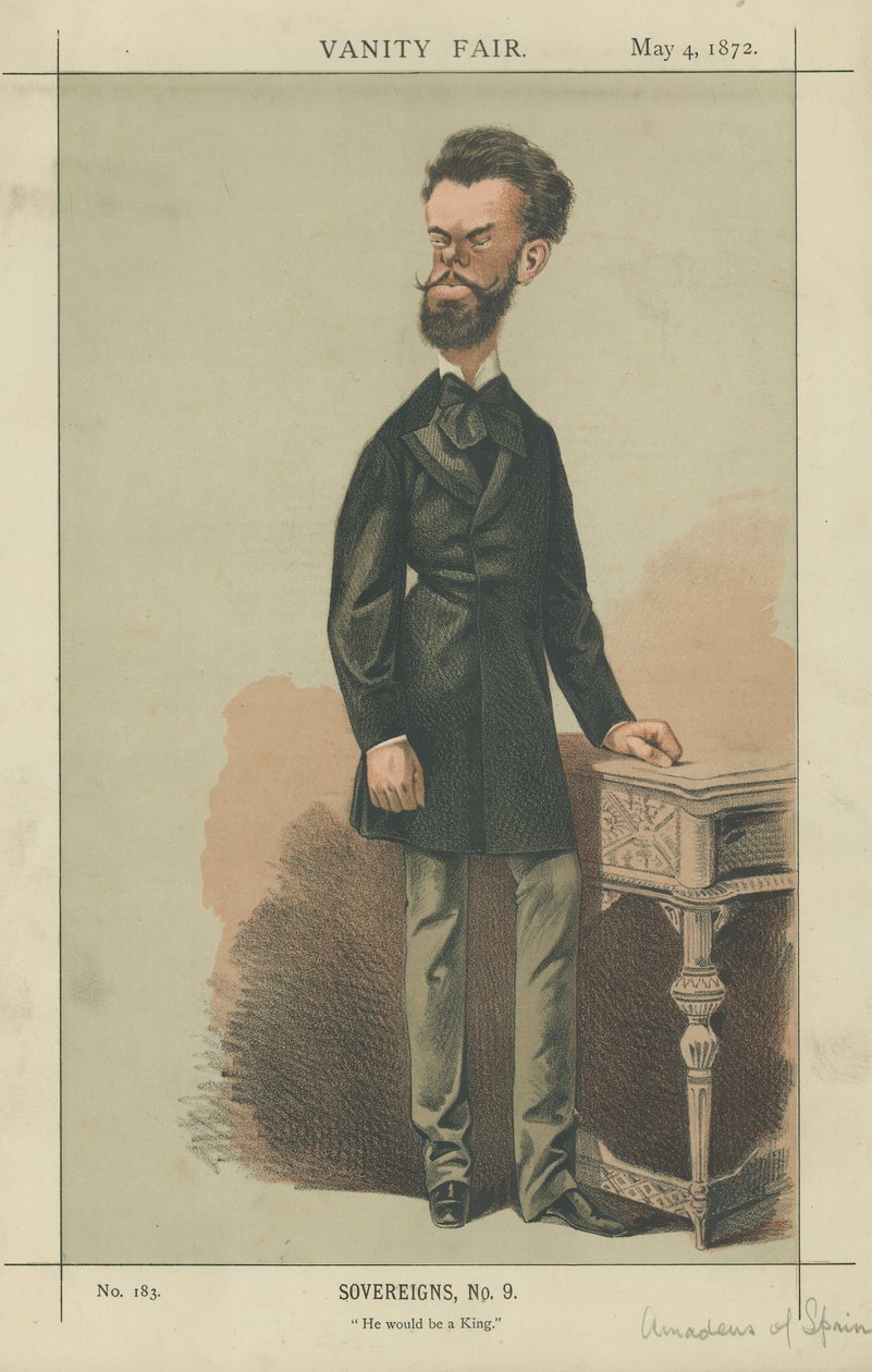 Amadeo of Spain (Spanyol Amadeus) (színes litográfia) alkotó: Adriano Cecioni