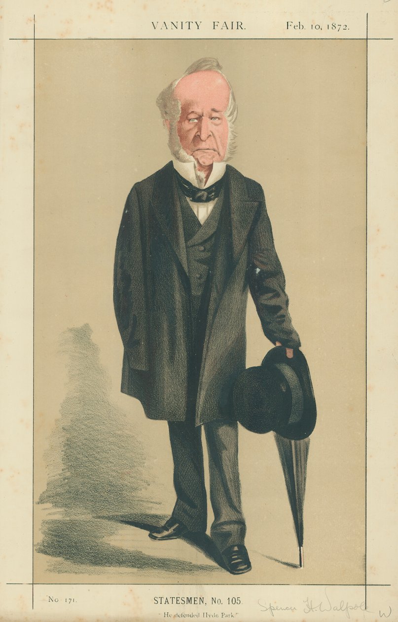 The Right Hon Spencer Horatio Walpole, Megvédte a Hyde Parkot. alkotó: Adriano Cecioni