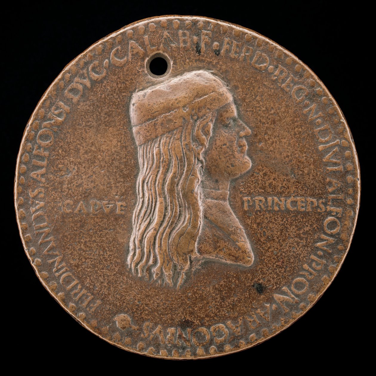 II. Aragóniai Ferdinánd, meghalt 1496-ban, Capua hercege és Nápoly királya 1495-ben [obv], 1494-ben vagy korábban. alkotó: Adriano Fiorentino