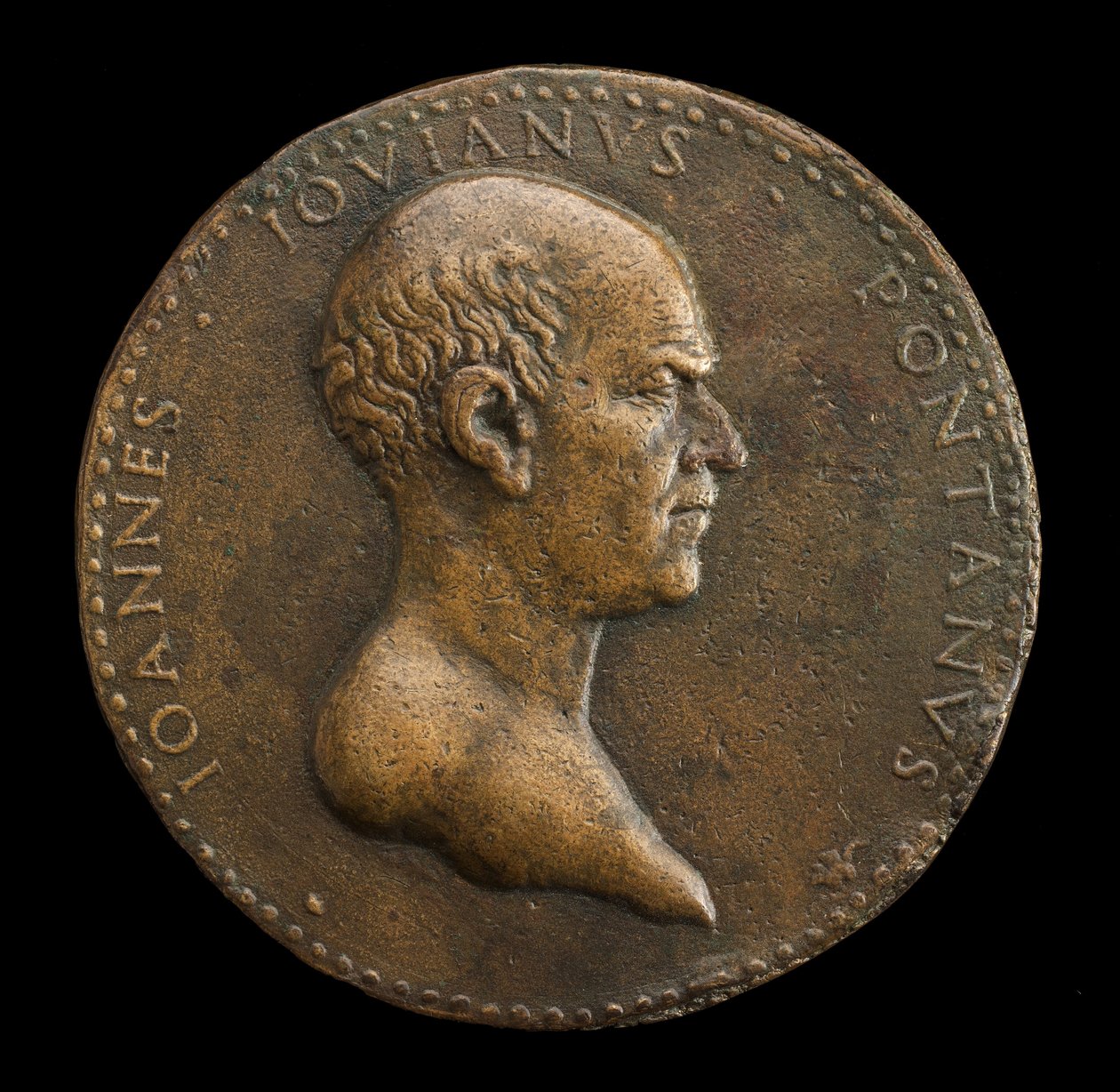 Giovanni Gioviano Pontano, 1426-1503, Költő [előlap], 1488 vagy utána. alkotó: Adriano Fiorentino