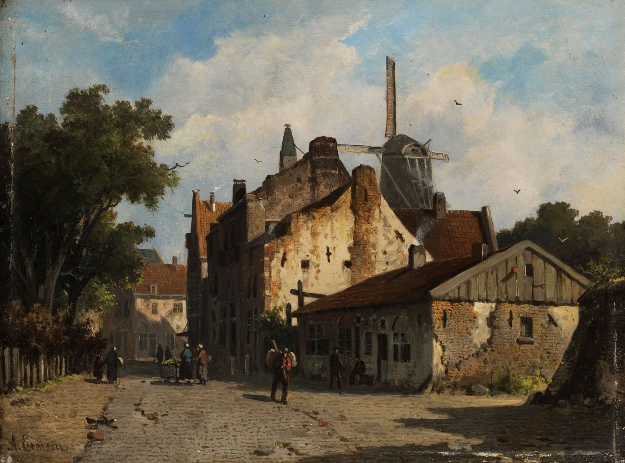 Kilátás egy holland külvárosi utcában. alkotó: Adrianus Eversen