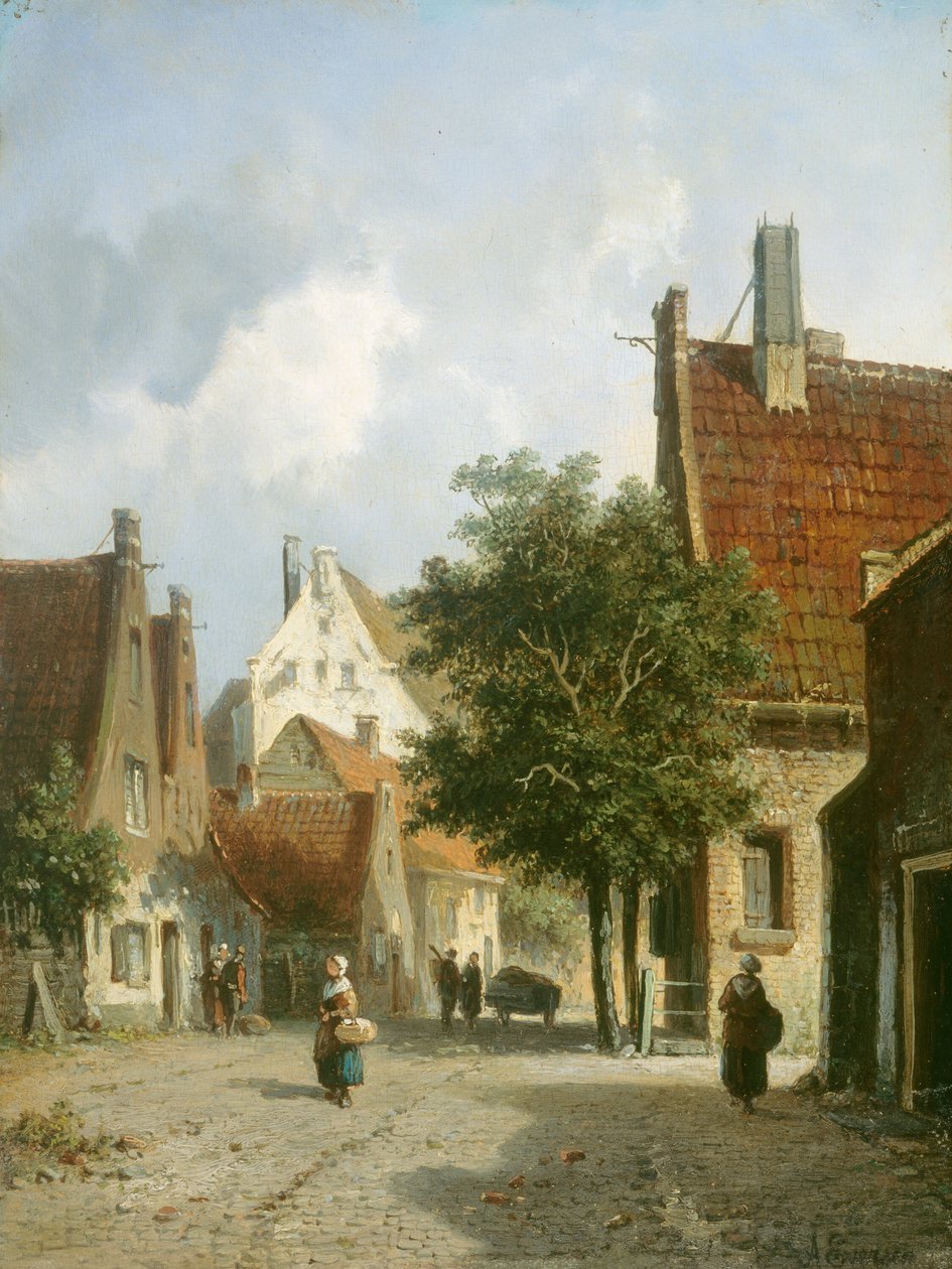 Amszterdam utcai jelenet alkotó: Adrianus Eversen