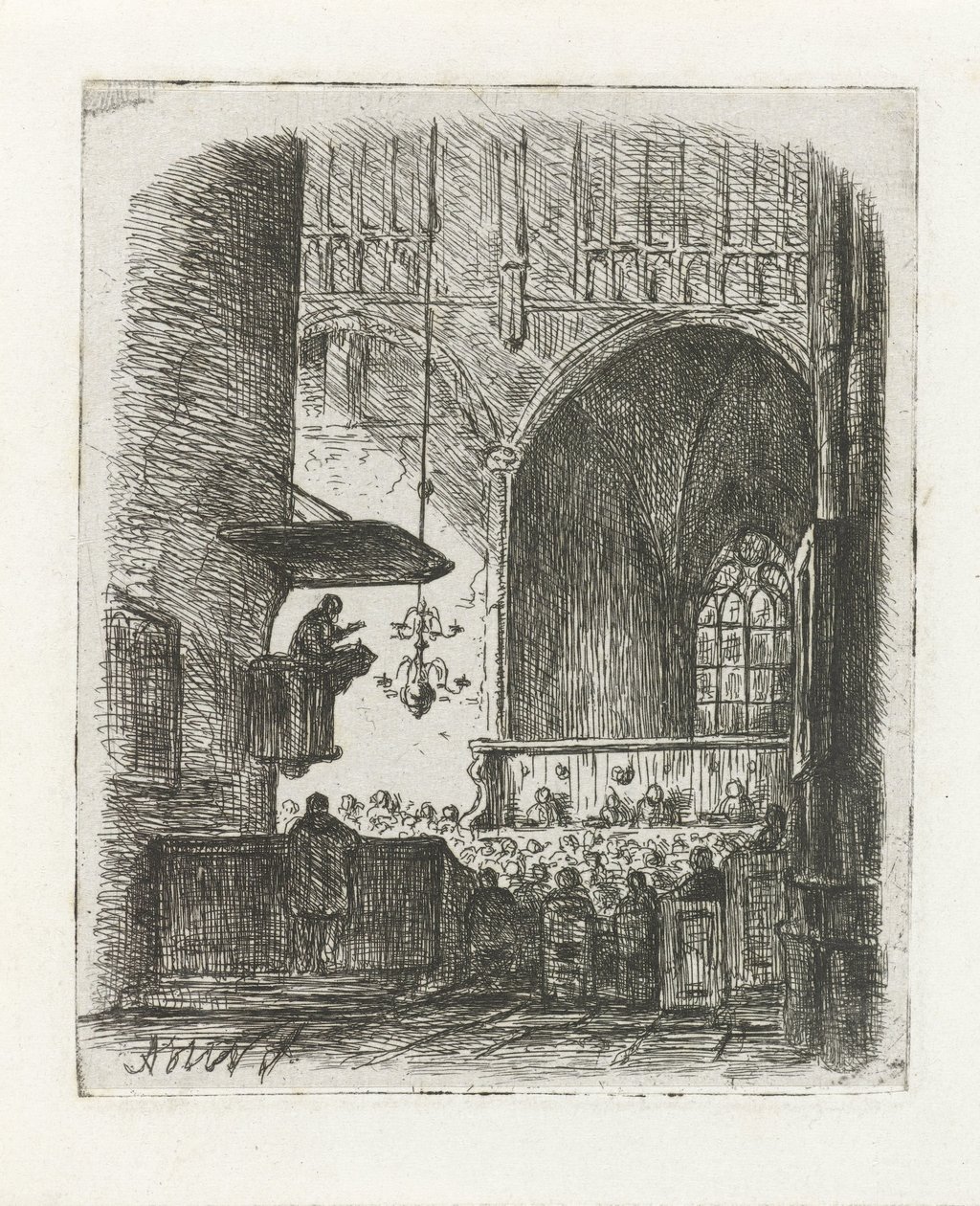 Templombelső templomi szolgálattal alkotó: Adrianus Wilhelmus Nieuwenhuyzen