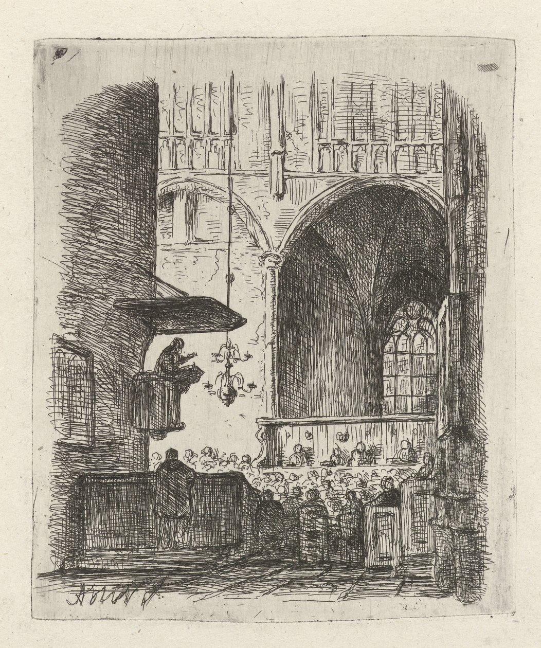 Templombelső templomi szolgálattal alkotó: Adrianus Wilhelmus Nieuwenhuyzen