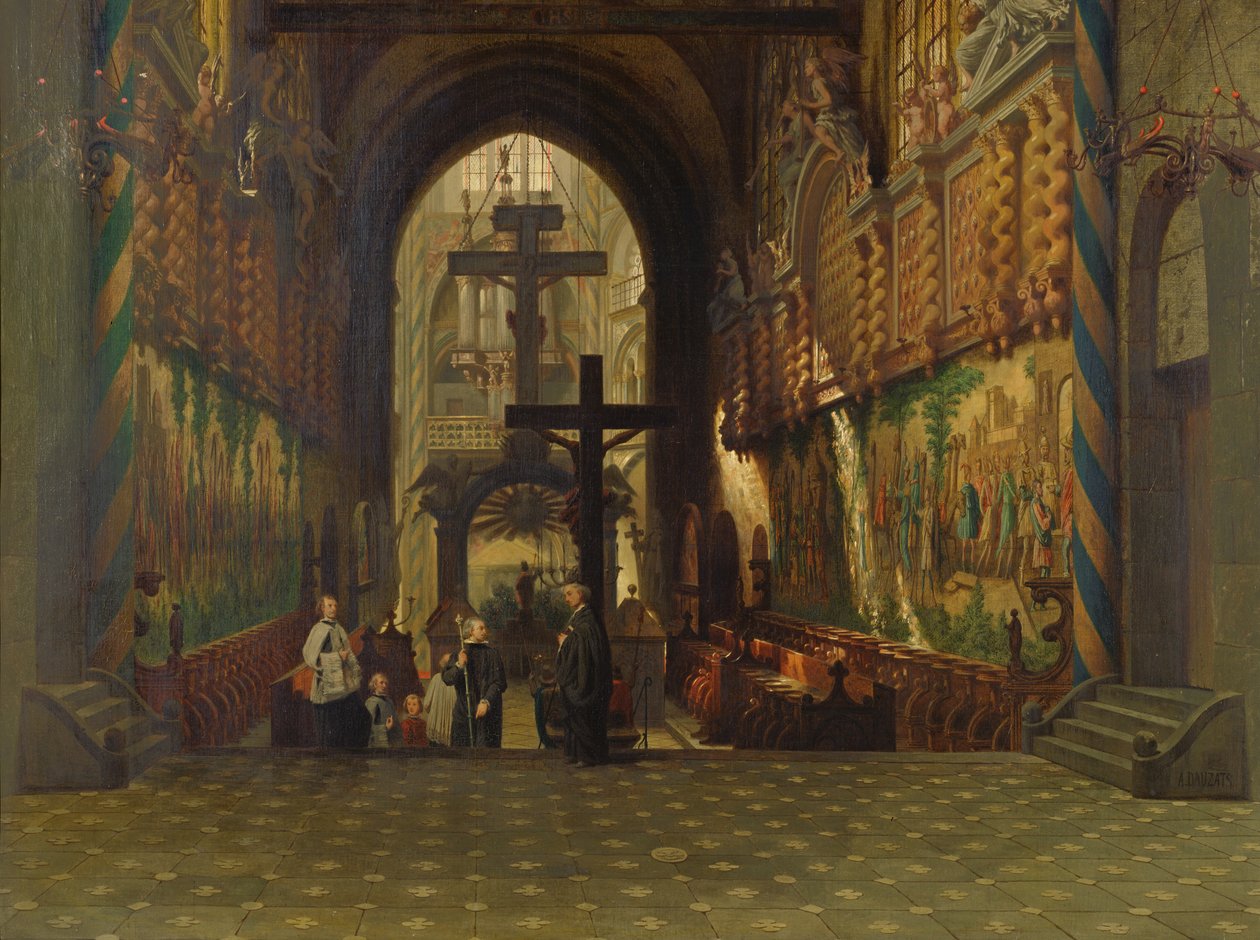 A kölni Szent Gereon-templom belseje alkotó: Adrien Dauzats
