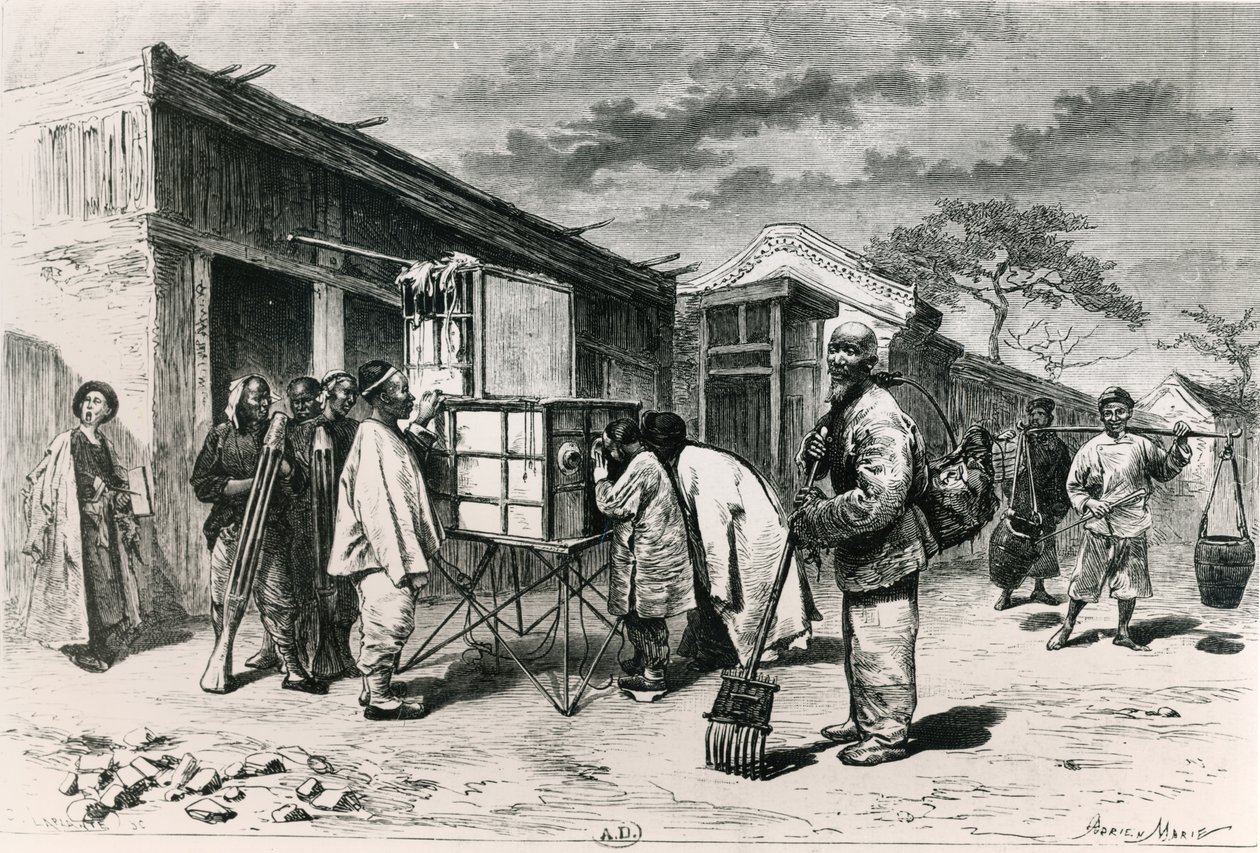 Dioráma egy pekingi úton, 1873 alkotó: Adrien Emmanuel Marie